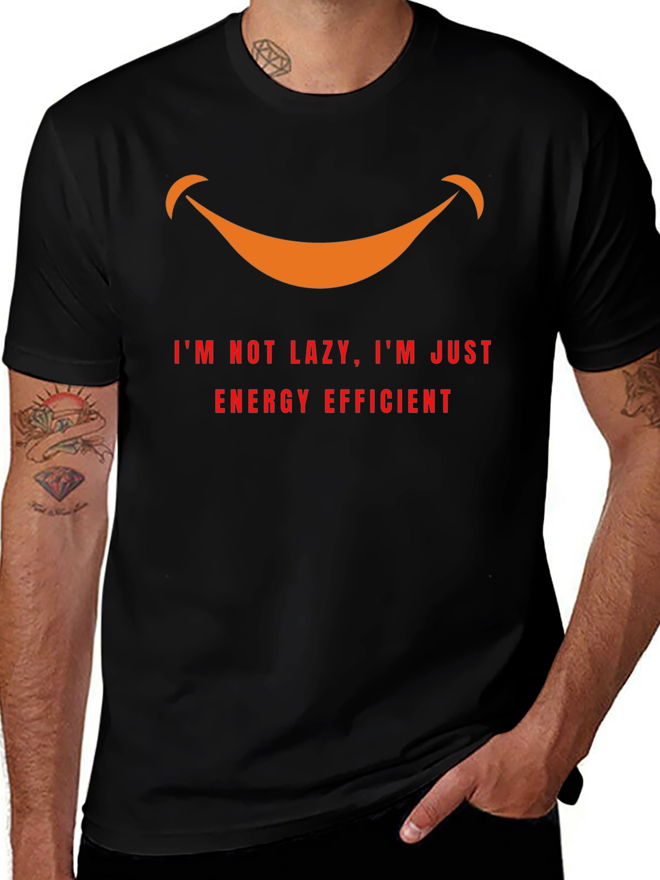 Lazy? Energy Efficient Graphic Tee - Black Cotton