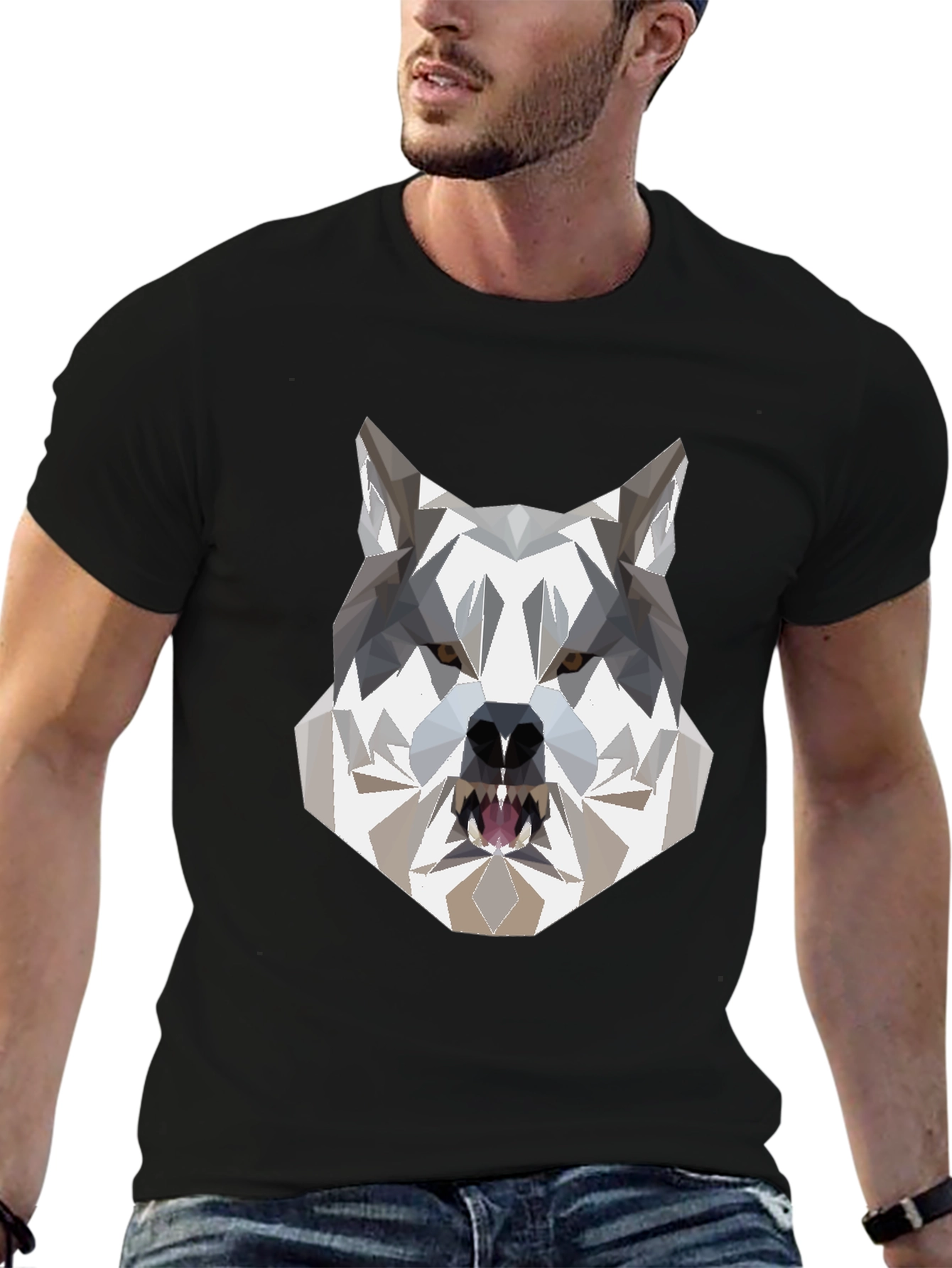 Geometric Wolf T-Shirt - Modern Graphic Tee