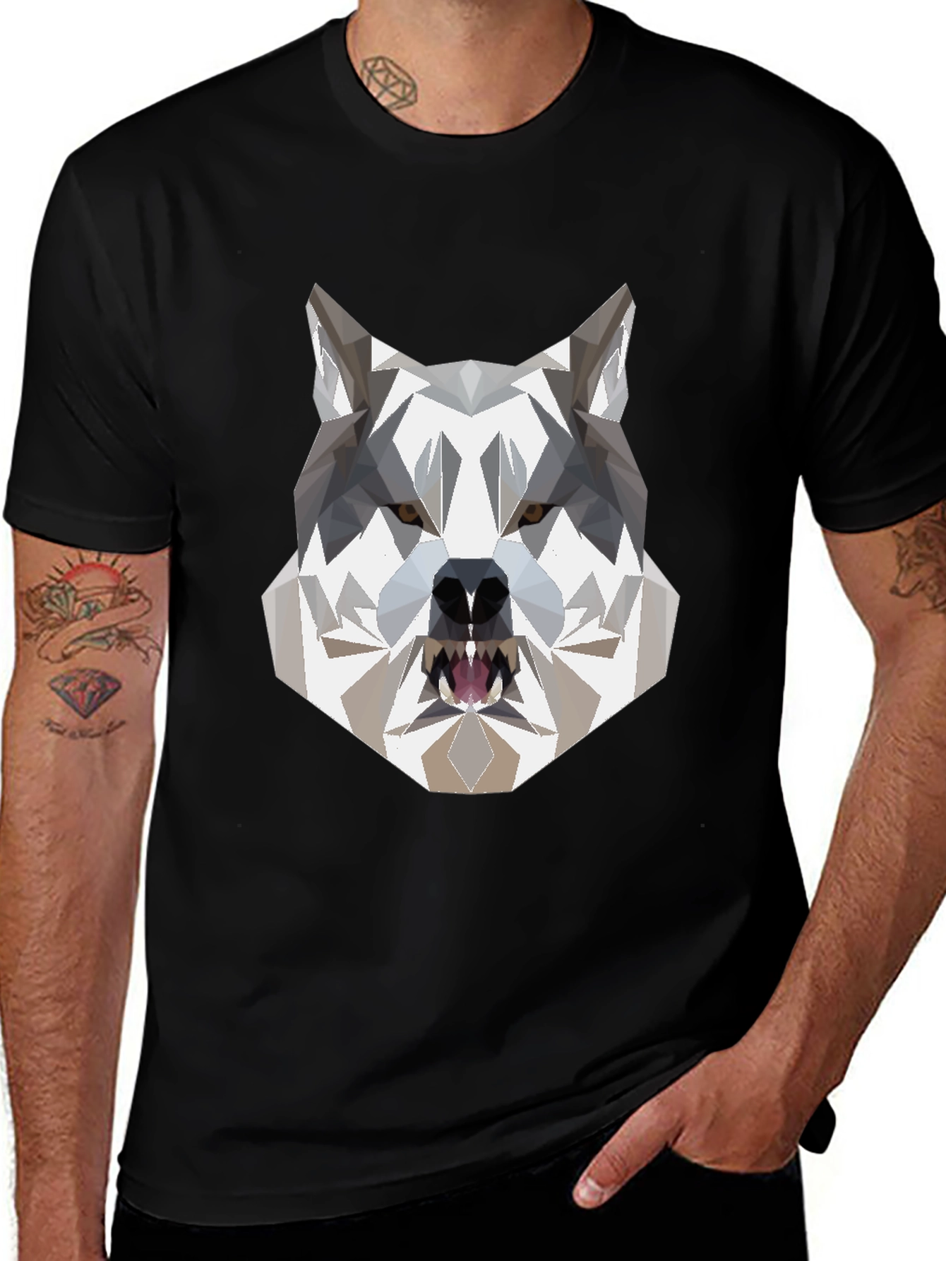 Geometric Wolf T-Shirt - Modern Graphic Tee