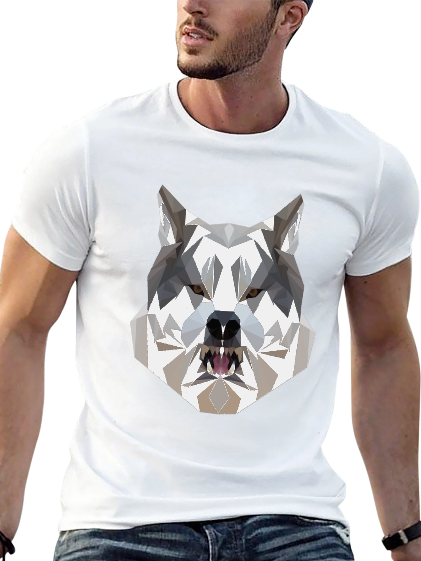 Geometric Wolf T-Shirt - Modern Graphic Tee