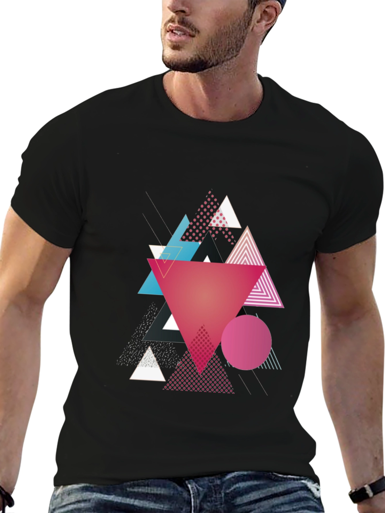 Geometric Triangle T-Shirt - Abstract Design