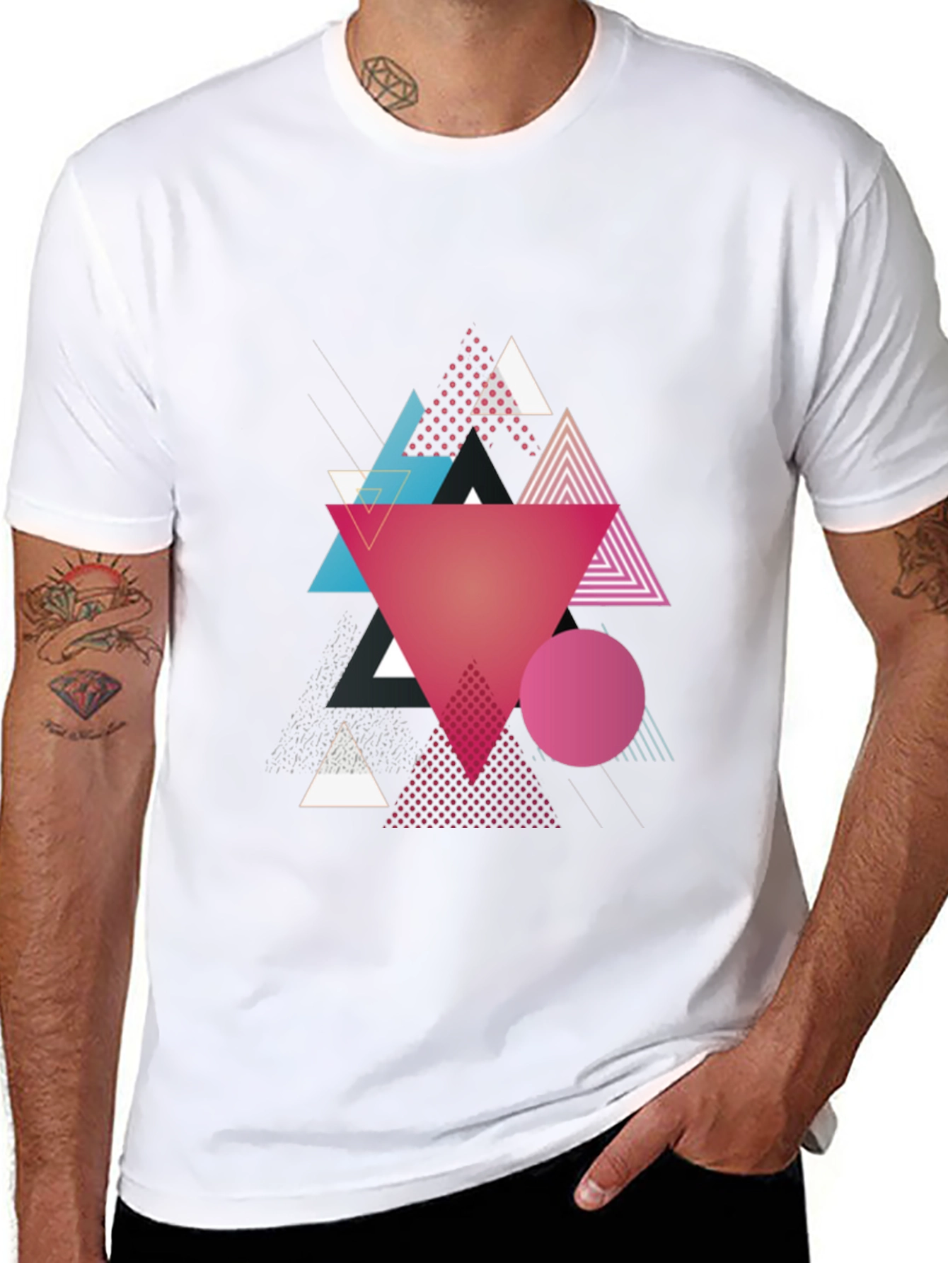 Geometric Triangle T-Shirt - Abstract Design