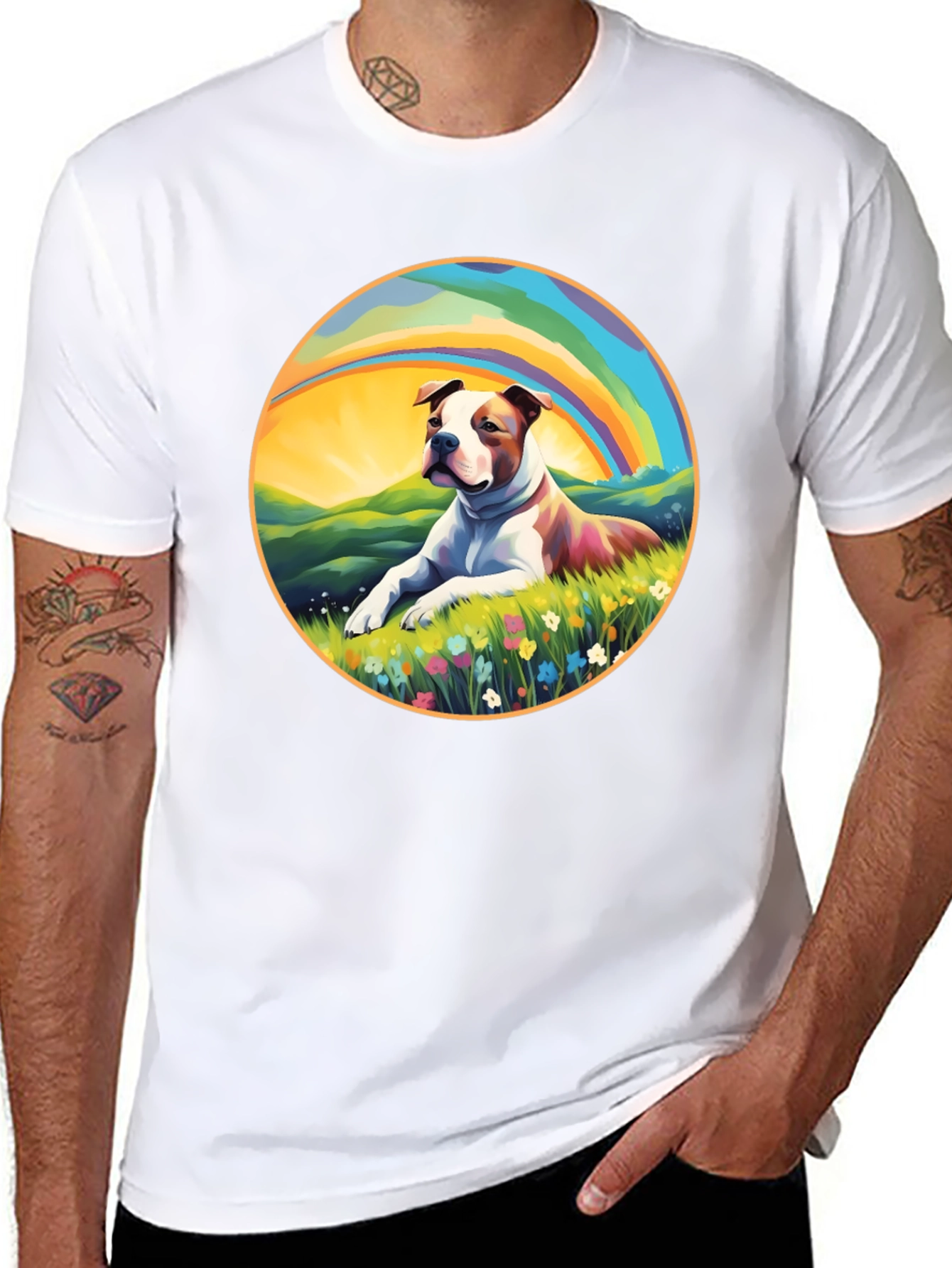 Rainbow Dog Graphic T-Shirt – Colorful Dog Lover Gift Tee