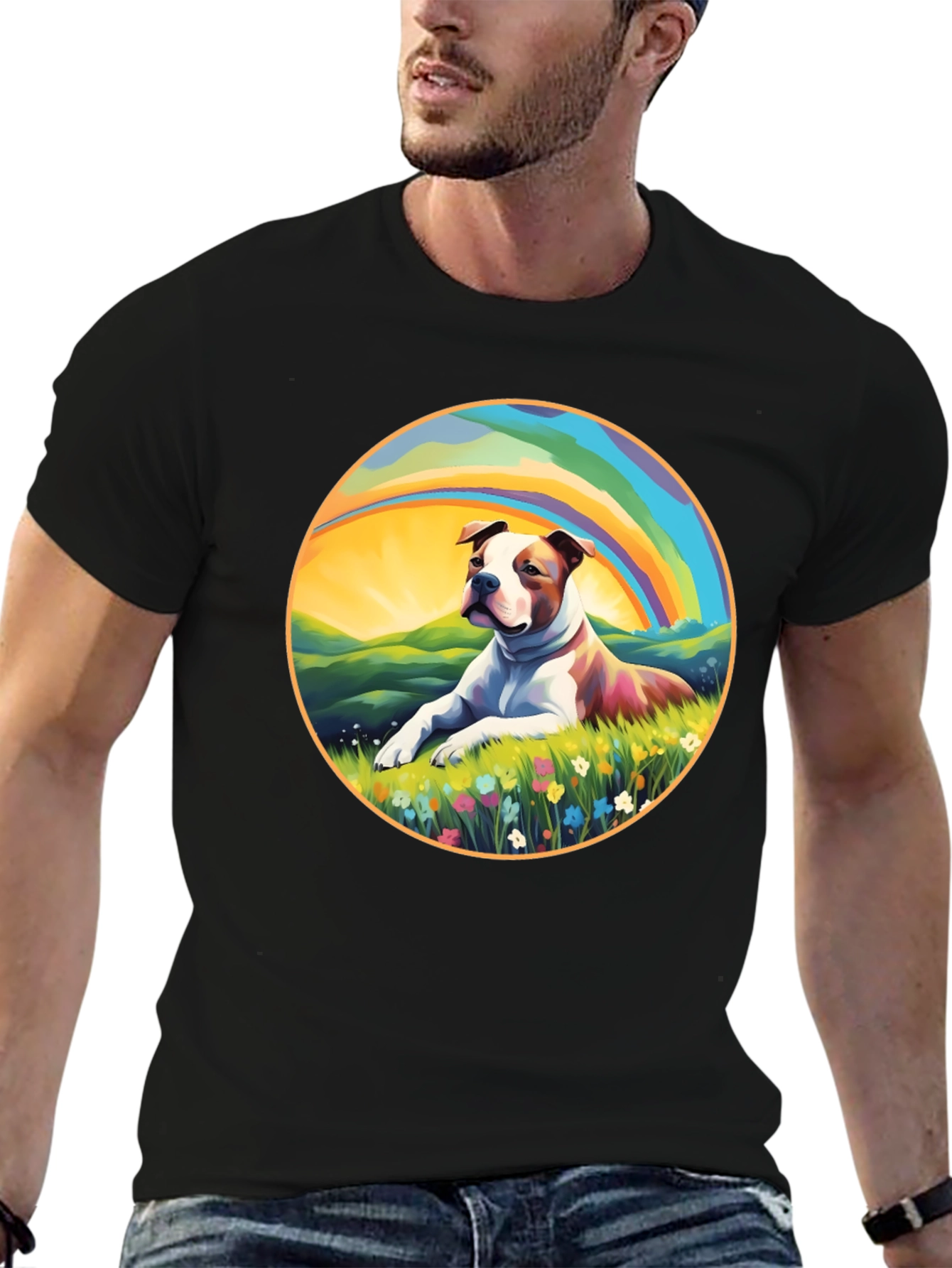 Rainbow Dog Graphic T-Shirt – Colorful Dog Lover Gift Tee