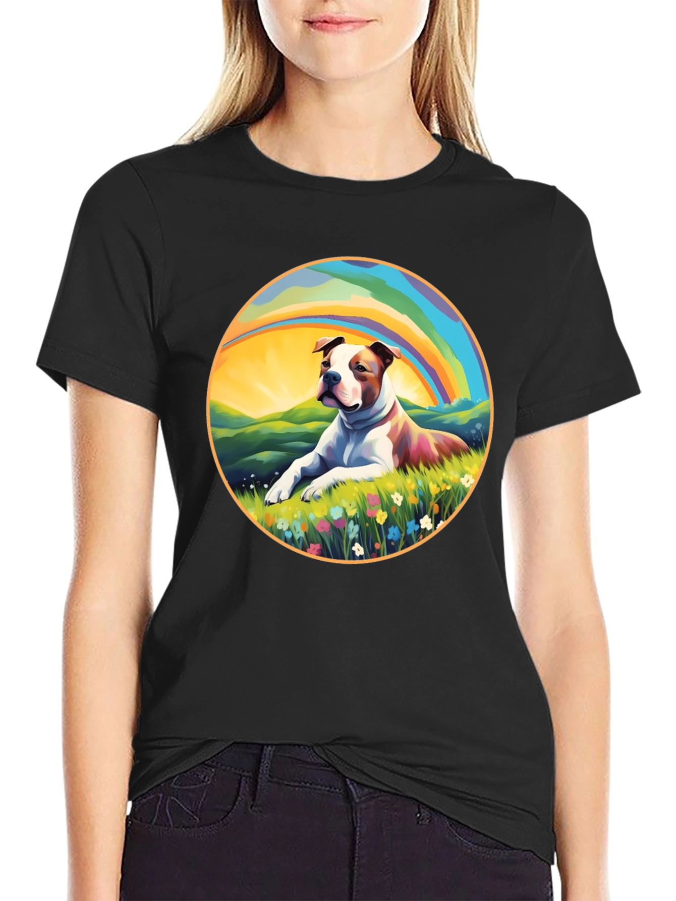 Rainbow Dog Graphic T-Shirt – Colorful Dog Lover Gift Tee