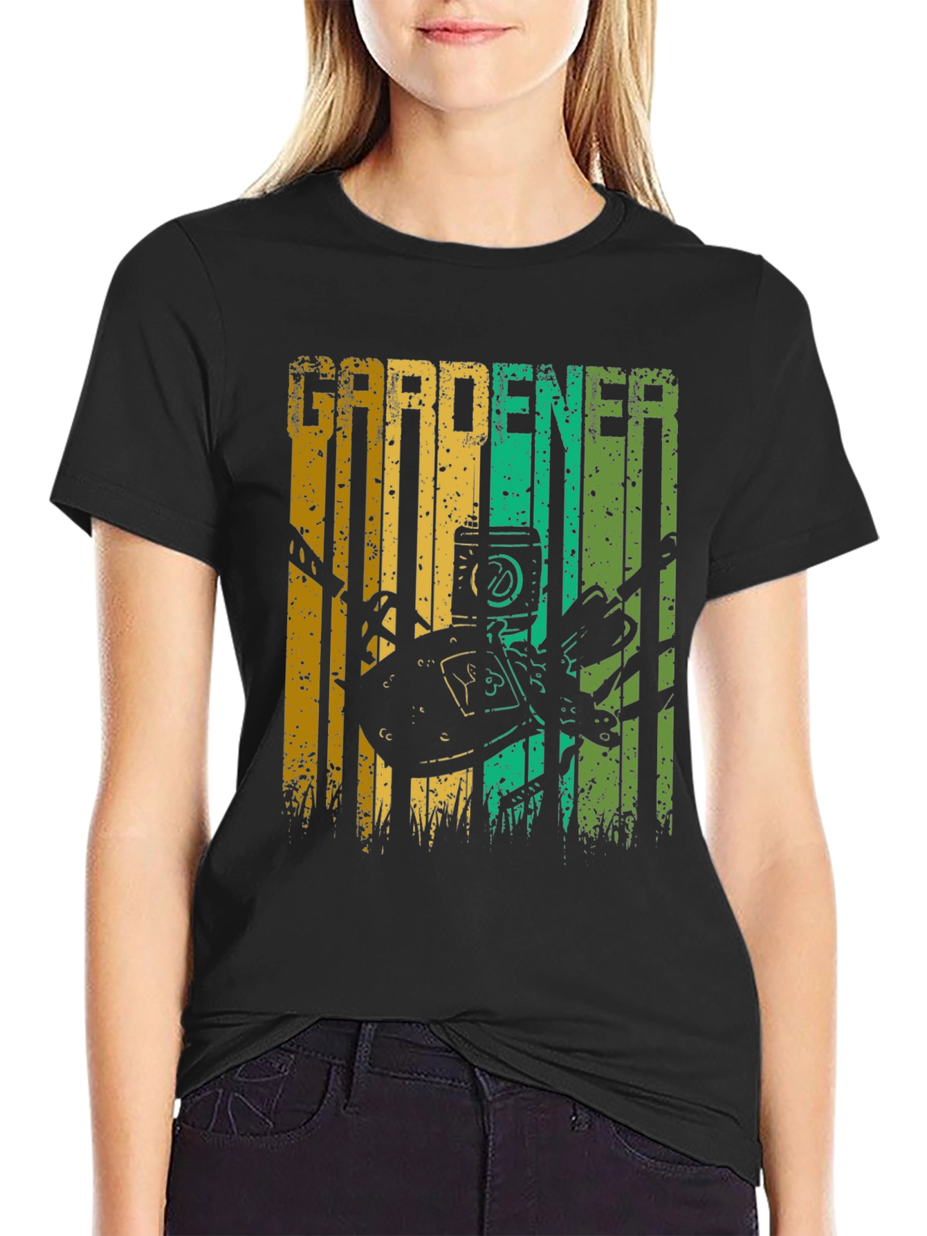 Gardener Graphic Print T-Shirt - Black Cotton
