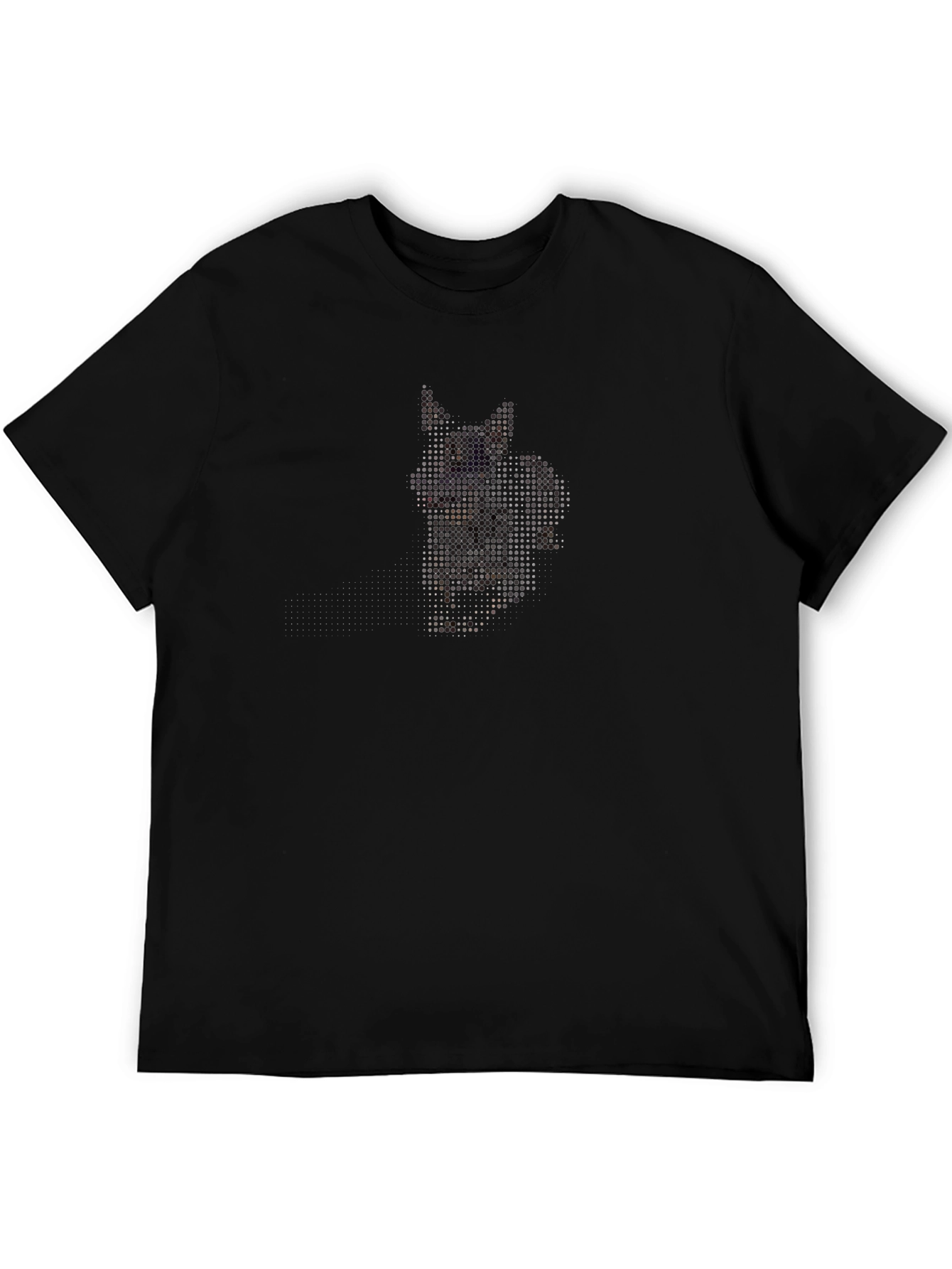 Pixelated Cat Graphic Black T-Shirt