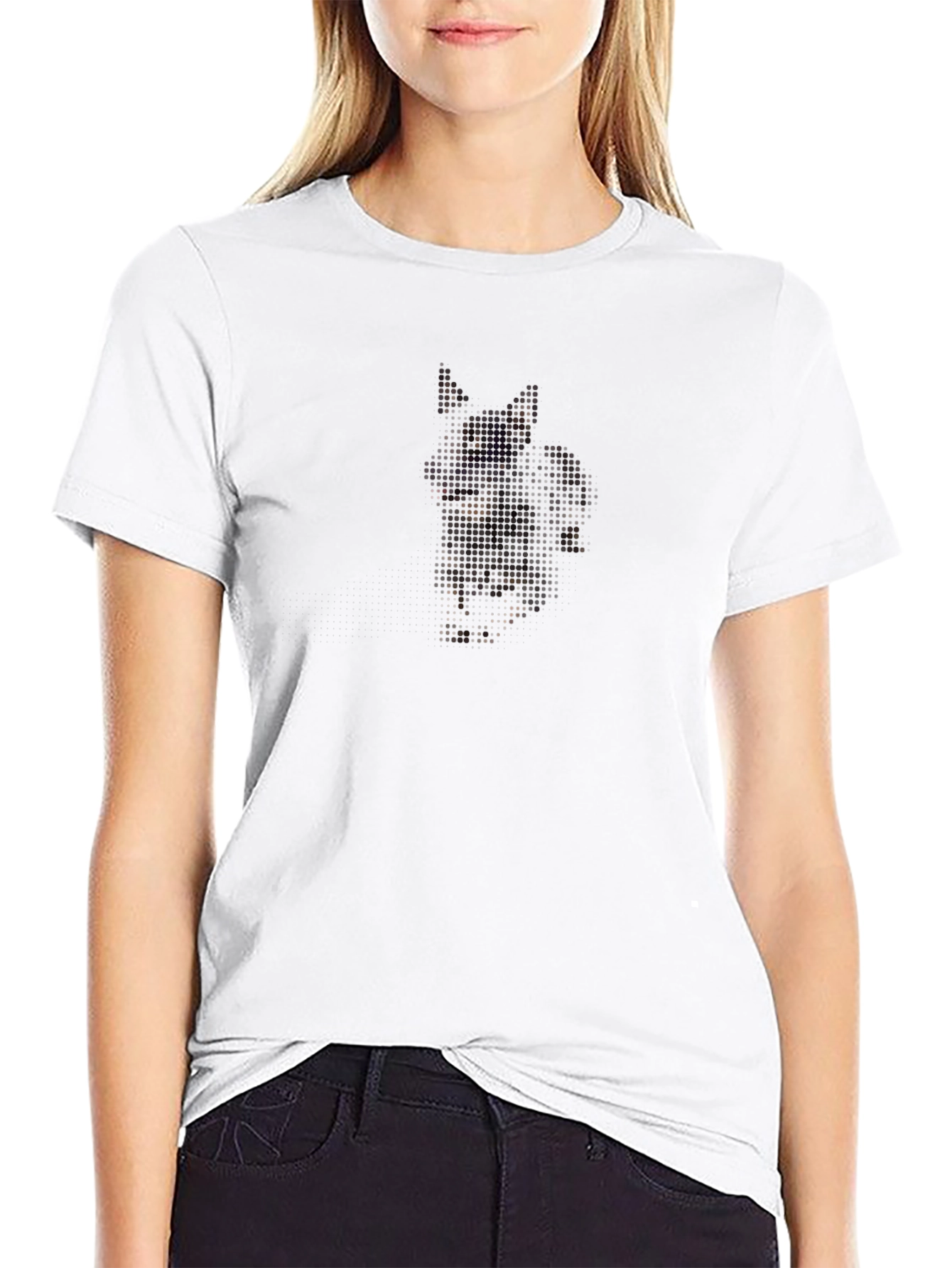 Pixelated Cat Graphic Black T-Shirt