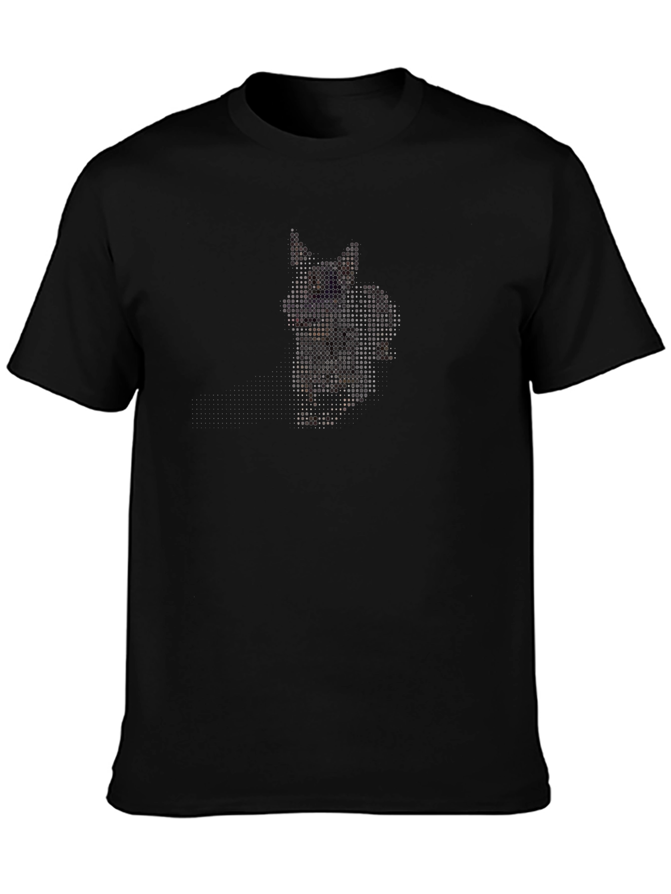Pixelated Cat Graphic Black T-Shirt
