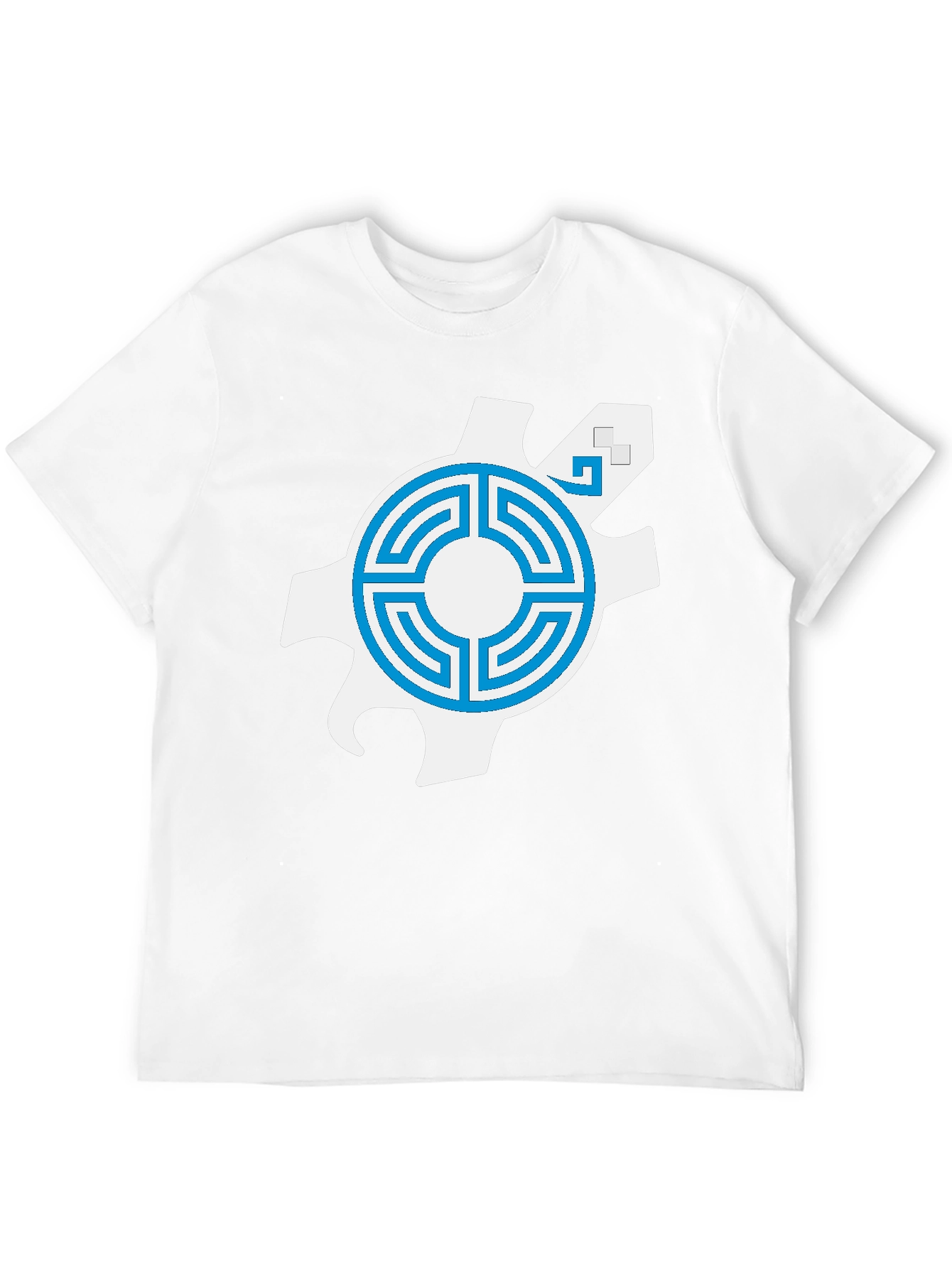 Geometric Graphic Tee - Blue Labyrinth Design
