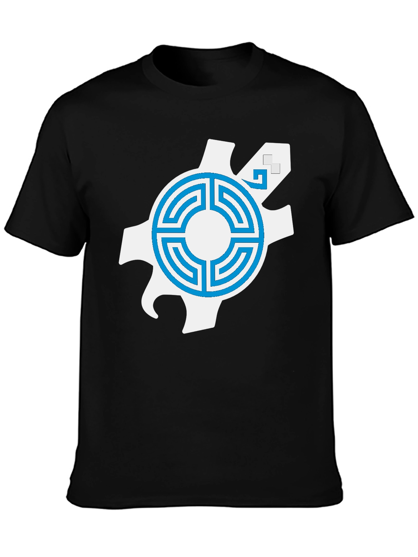 Geometric Graphic Tee - Blue Labyrinth Design