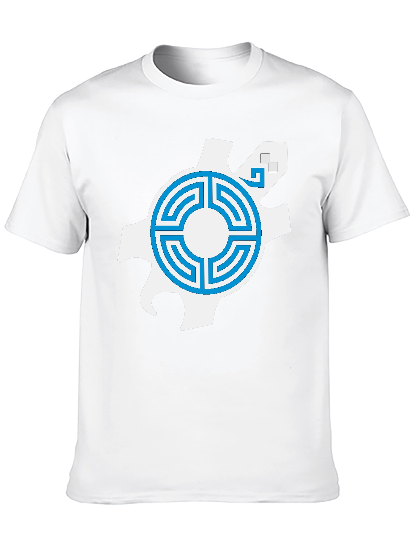 Geometric Graphic Tee - Blue Labyrinth Design