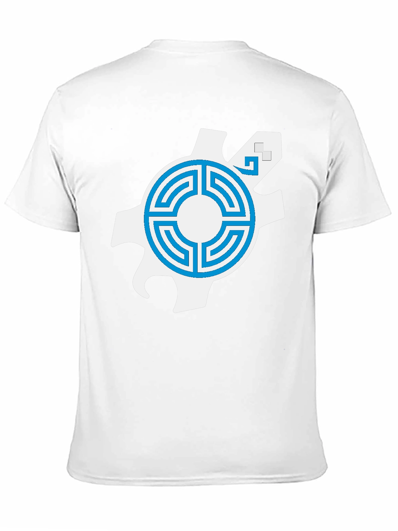 Geometric Graphic Tee - Blue Labyrinth Design