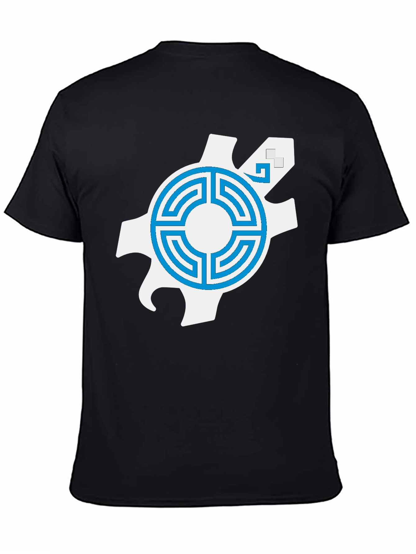 Geometric Graphic Tee - Blue Labyrinth Design