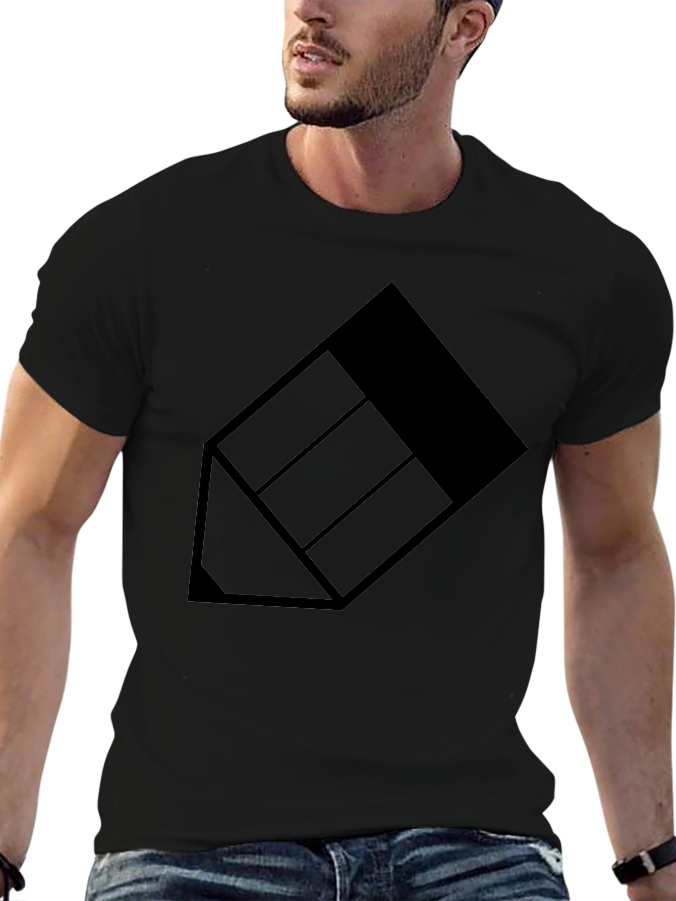 Geometric Black Graphic Tee - Modern Style