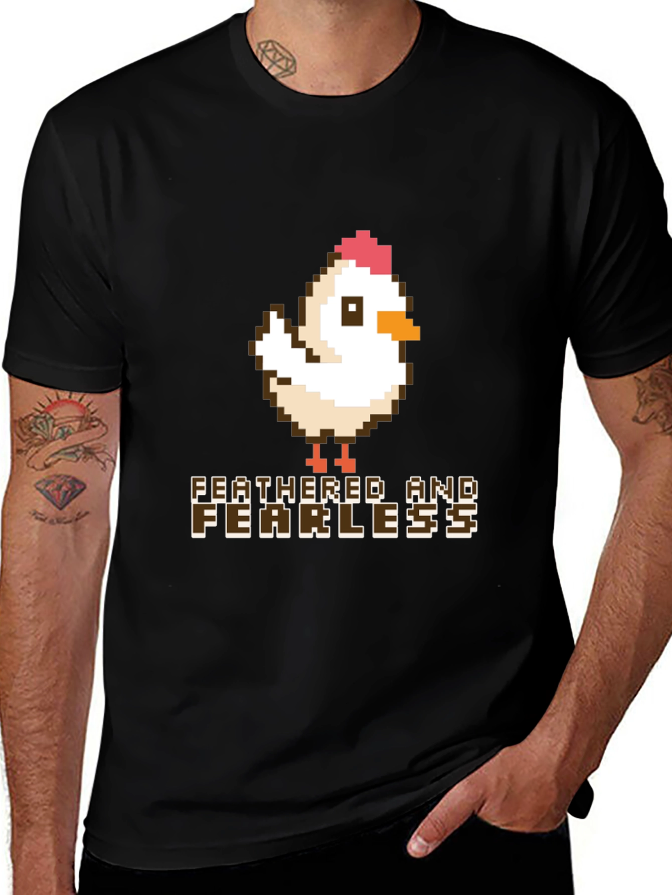 Feathered and Fearless Chicken Graphic Tee
