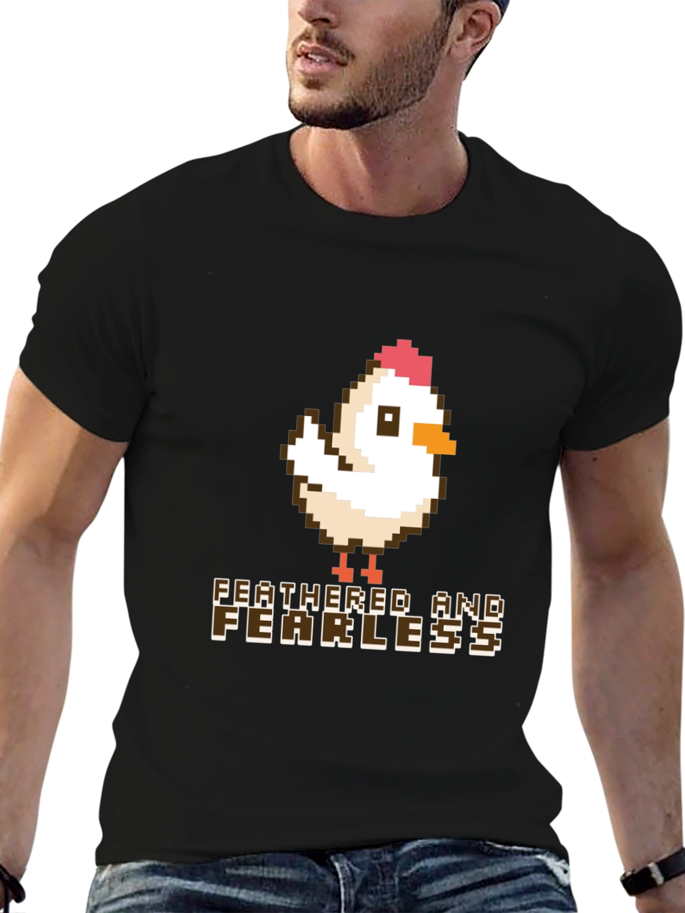 Feathered and Fearless Chicken Graphic Tee