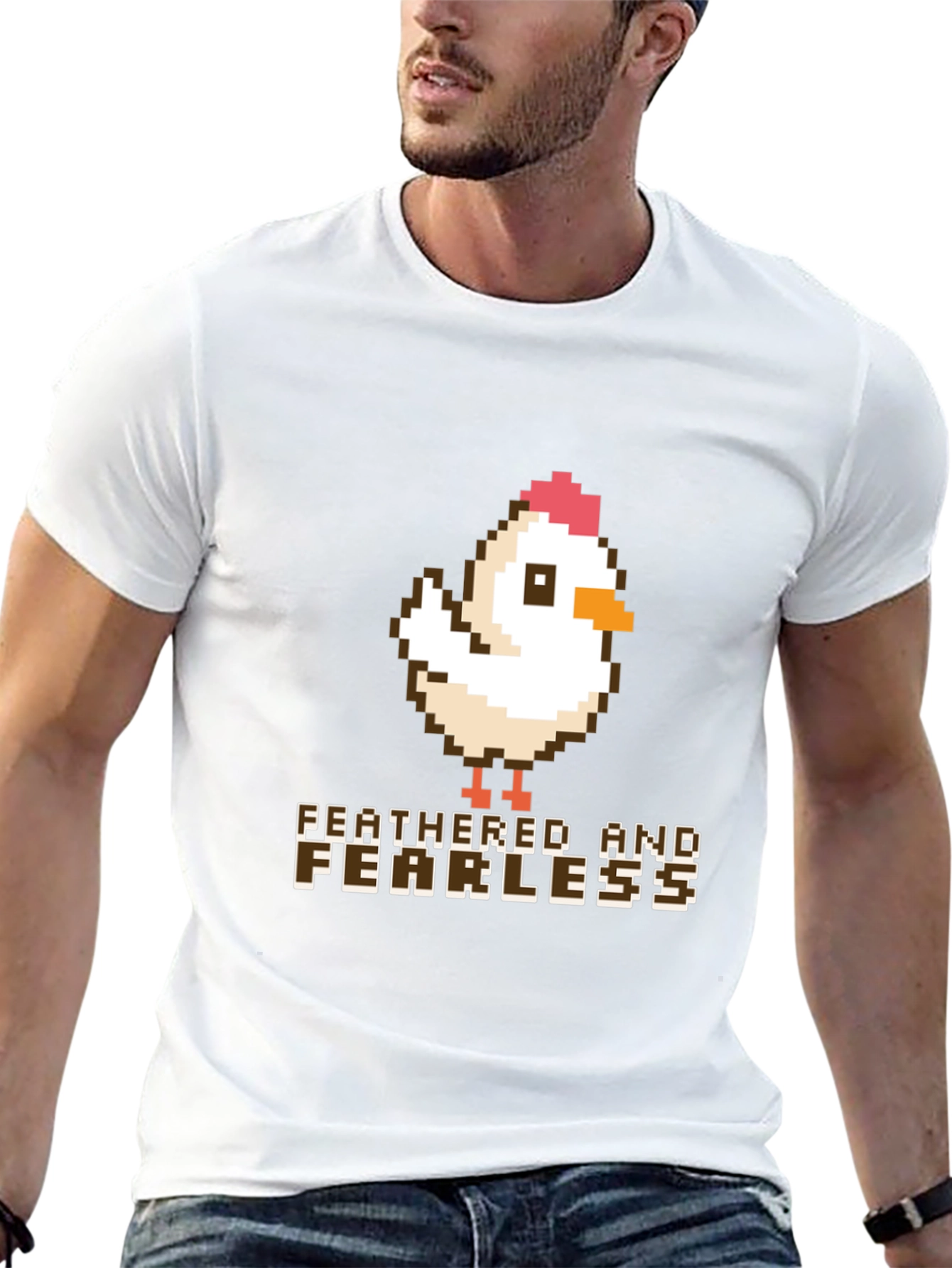 Feathered and Fearless Chicken Graphic Tee