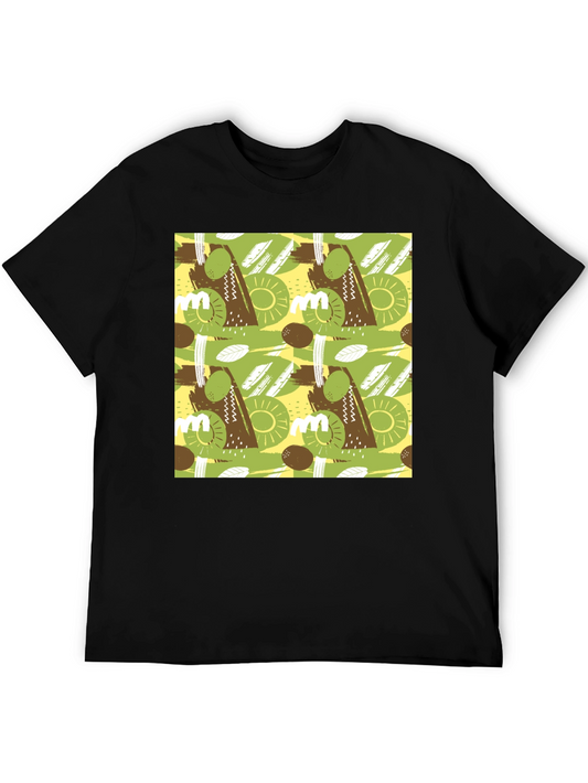 Abstract Fruit Pattern T-Shirt - Black