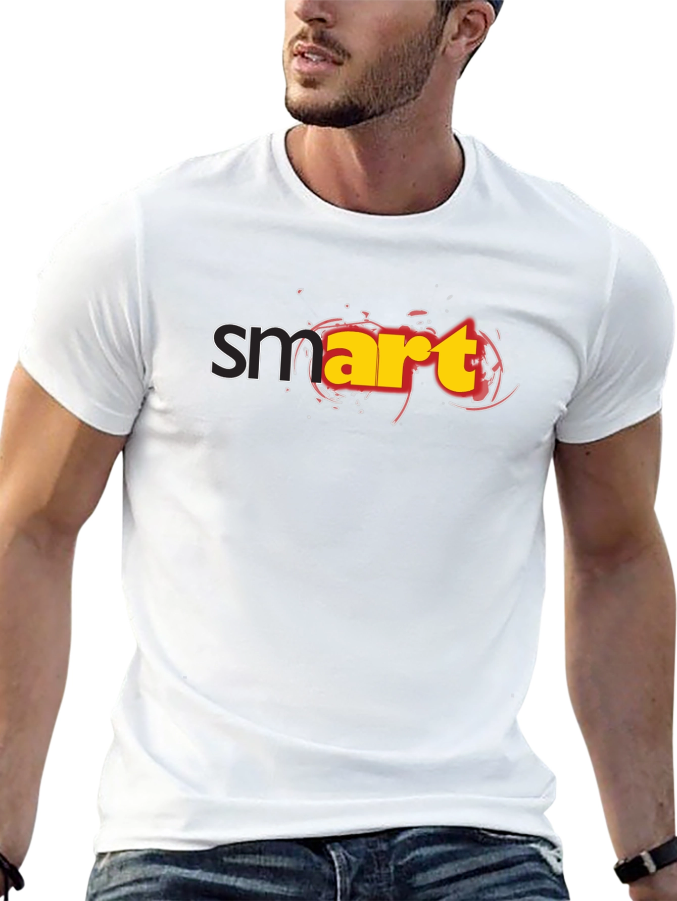 Smart Graphic Black T-Shirt - Mens Casual Tee