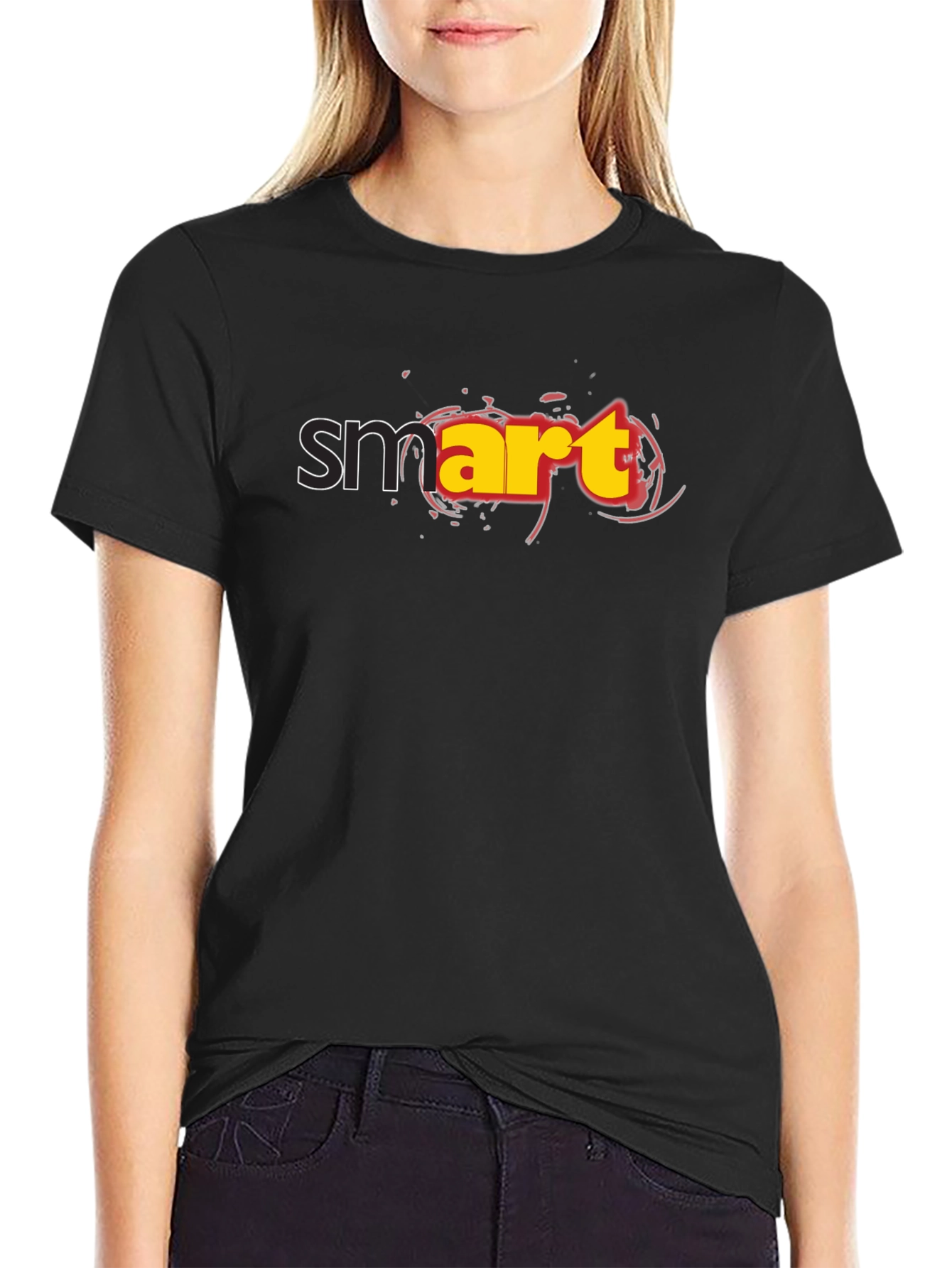 Smart Graphic Black T-Shirt - Mens Casual Tee