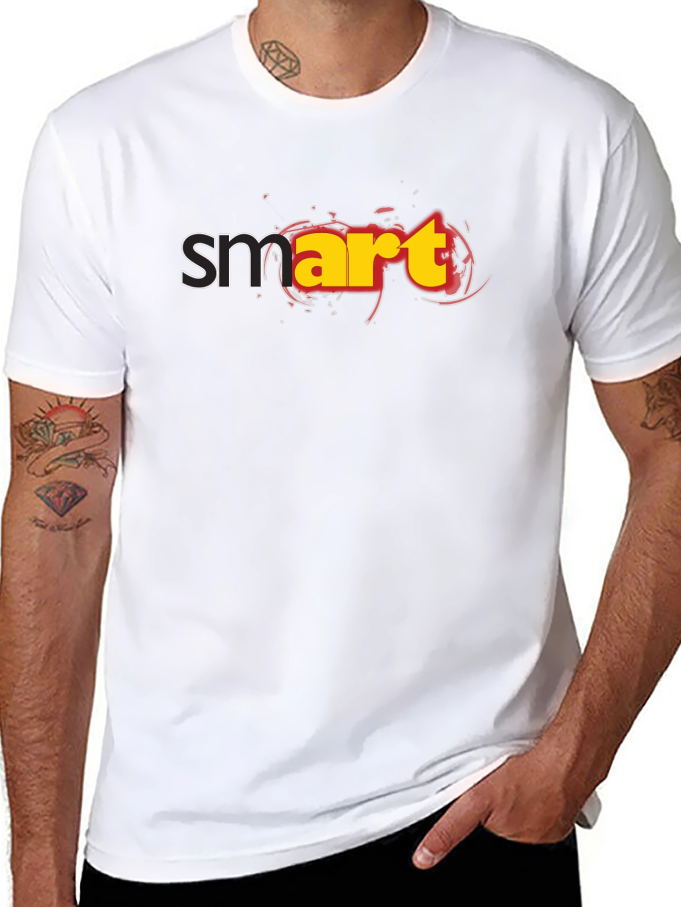 Smart Graphic Black T-Shirt - Mens Casual Tee