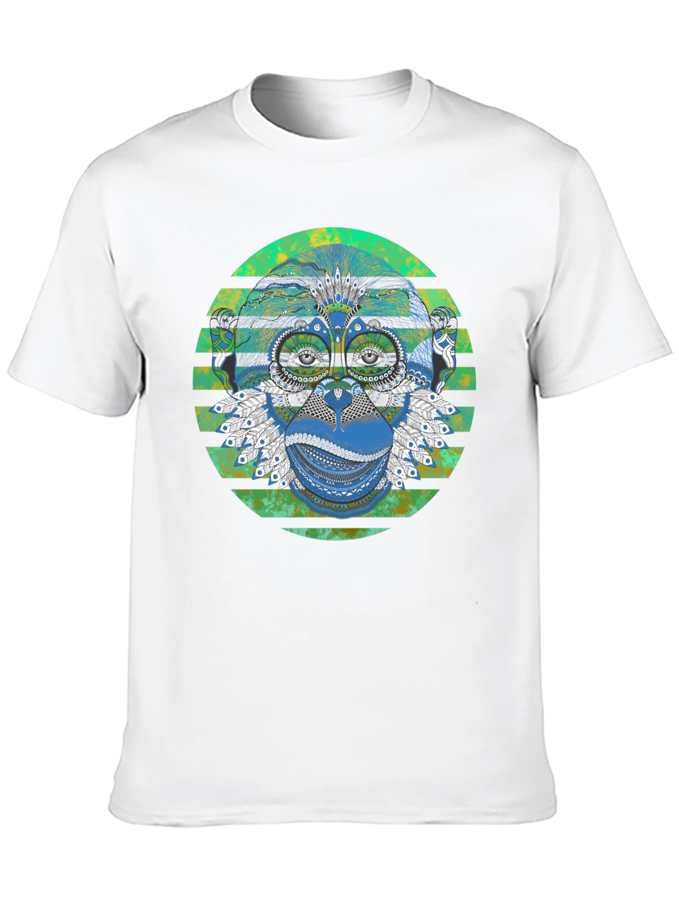 Tribal Monkey Graphic Print Mens T-Shirt
