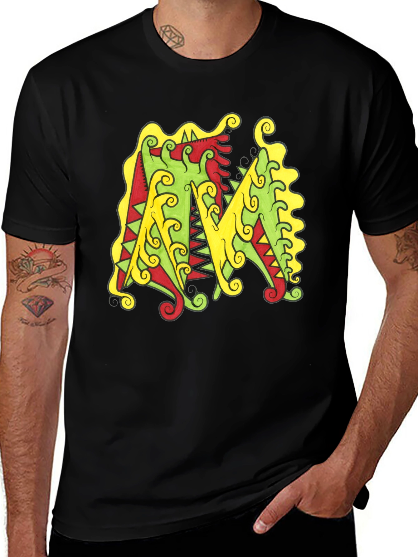 Abstract M Graphic Black Tee