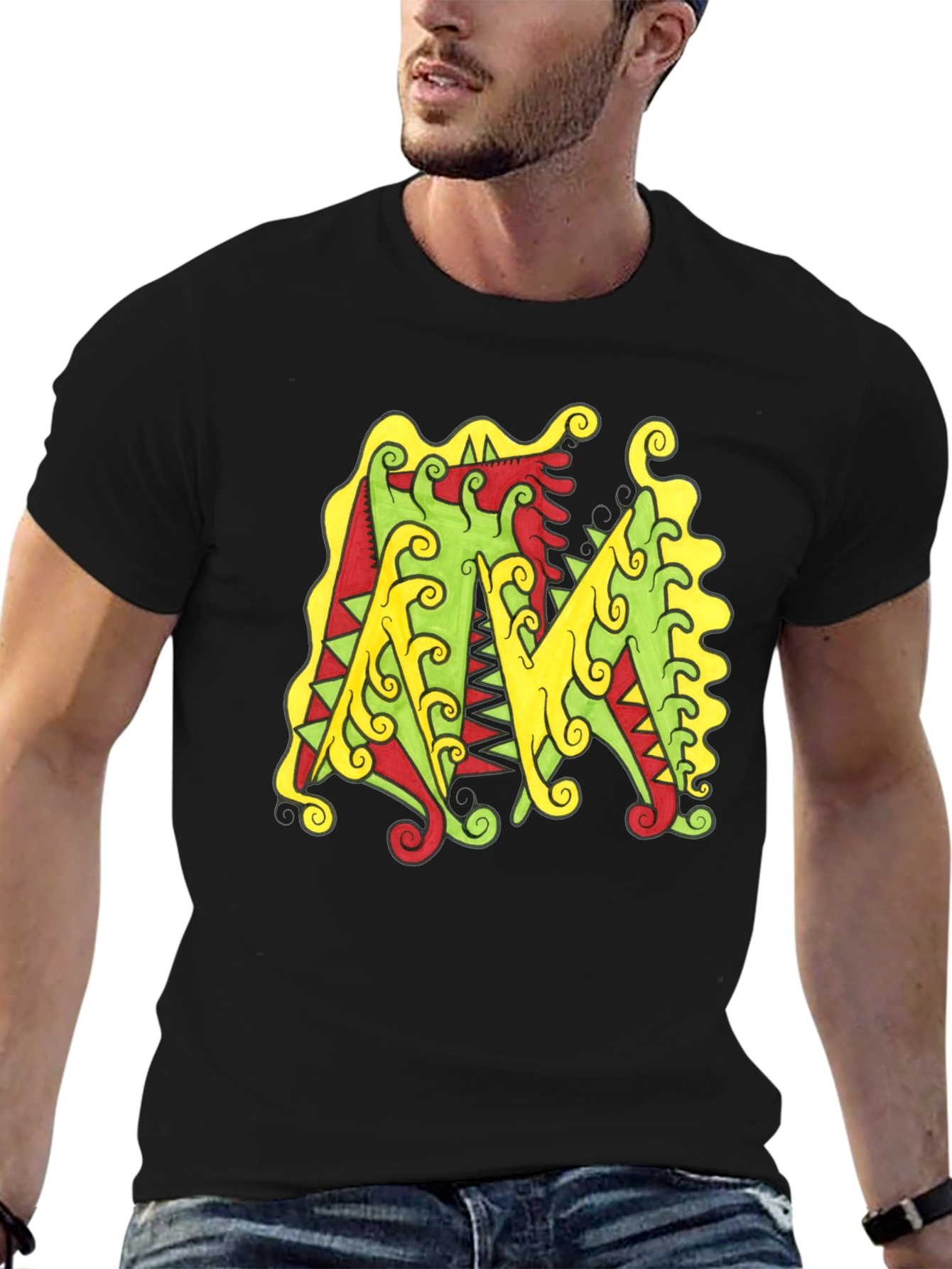 Abstract M Graphic Black Tee