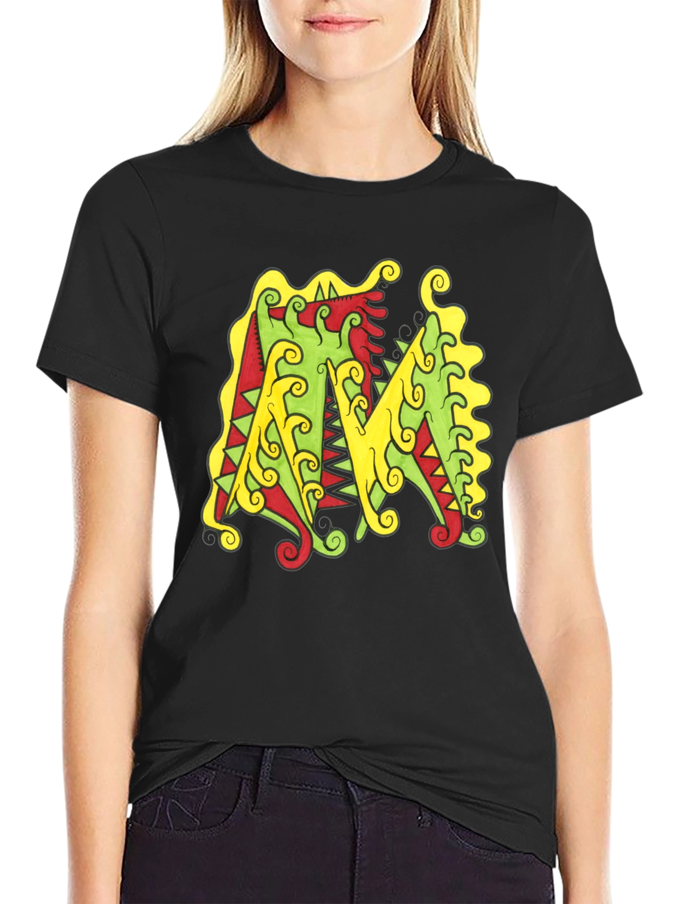 Abstract M Graphic Black Tee