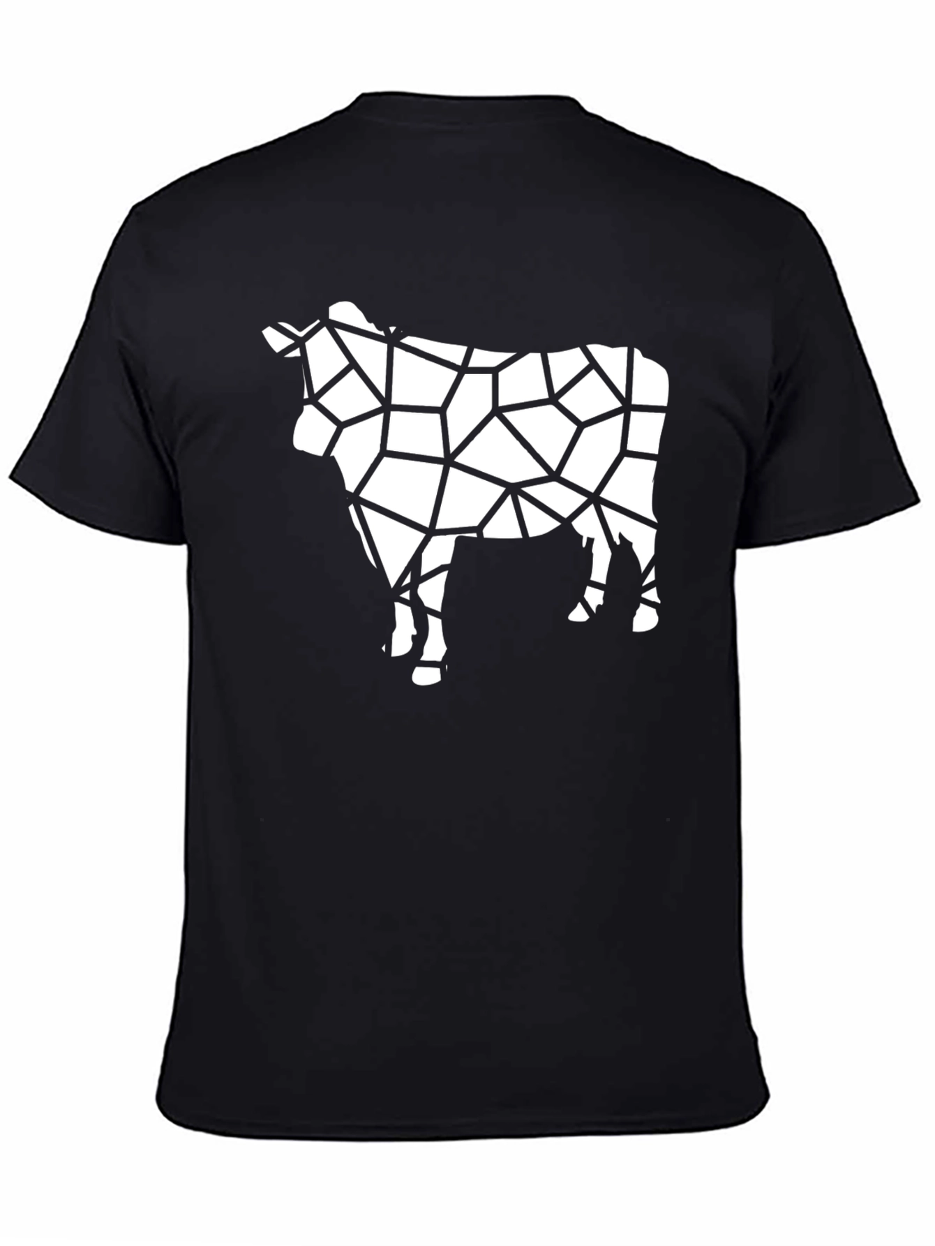 Geometric Cow Print Black T-Shirt
