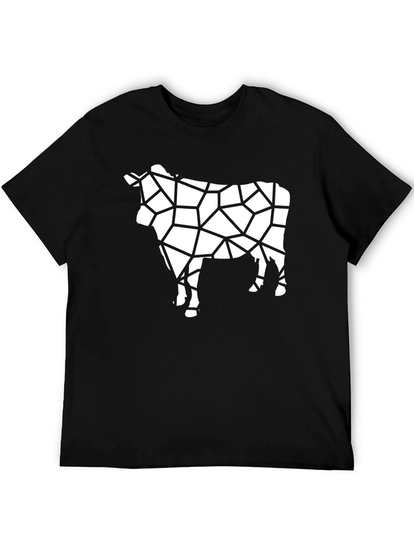 Geometric Cow Print Black T-Shirt