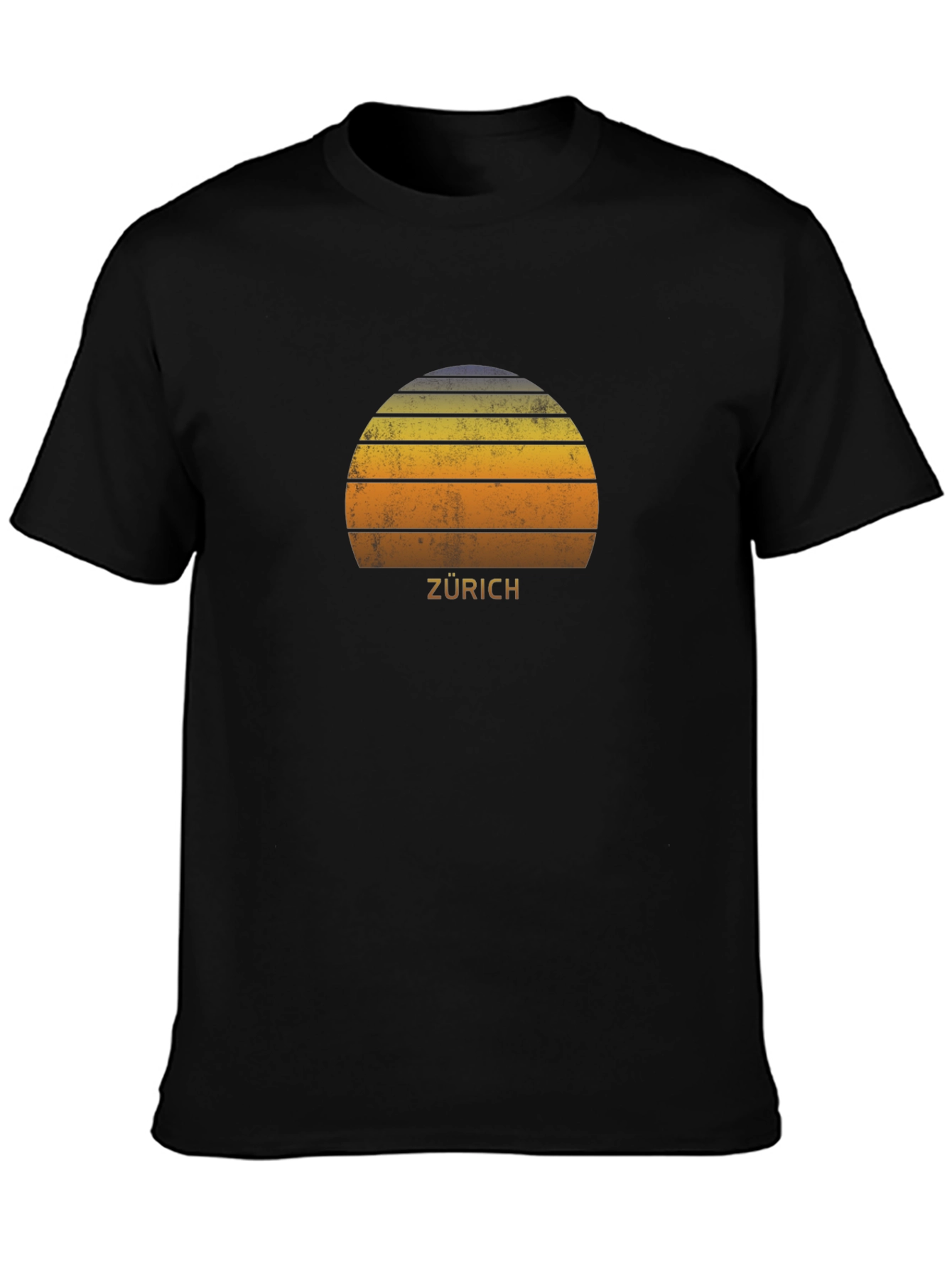 Zurich Retro Sunset T-Shirt - Classic Black Tee