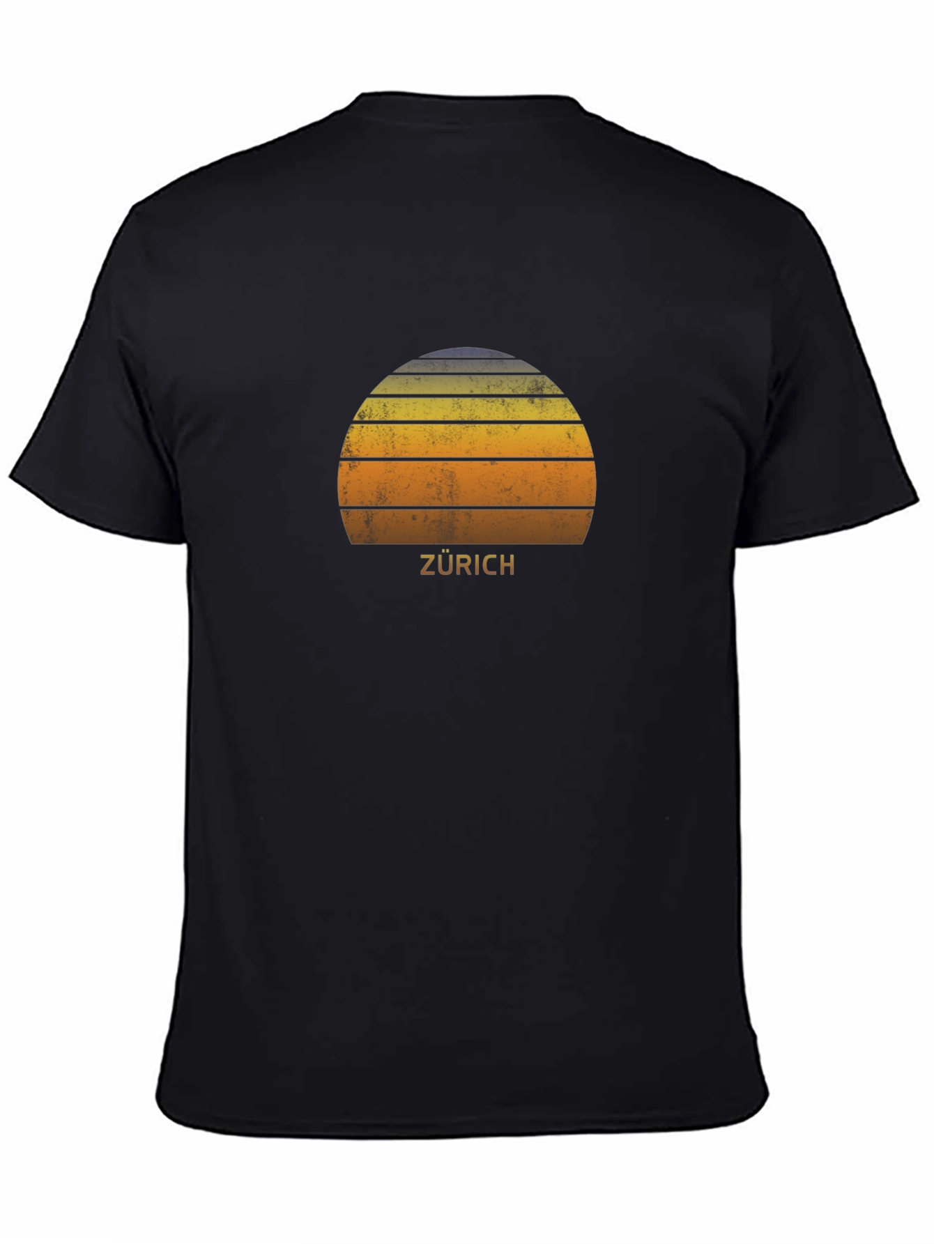 Zurich Retro Sunset T-Shirt - Classic Black Tee
