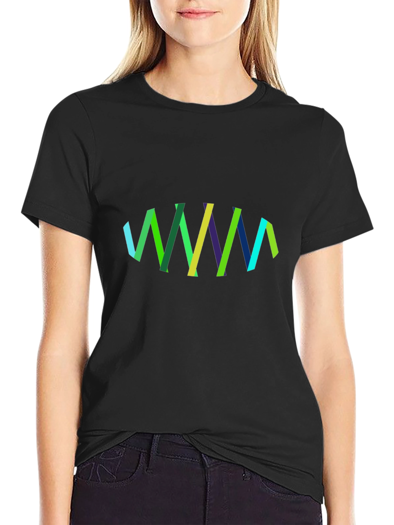Abstract Ribbon Design Black T-Shirt
