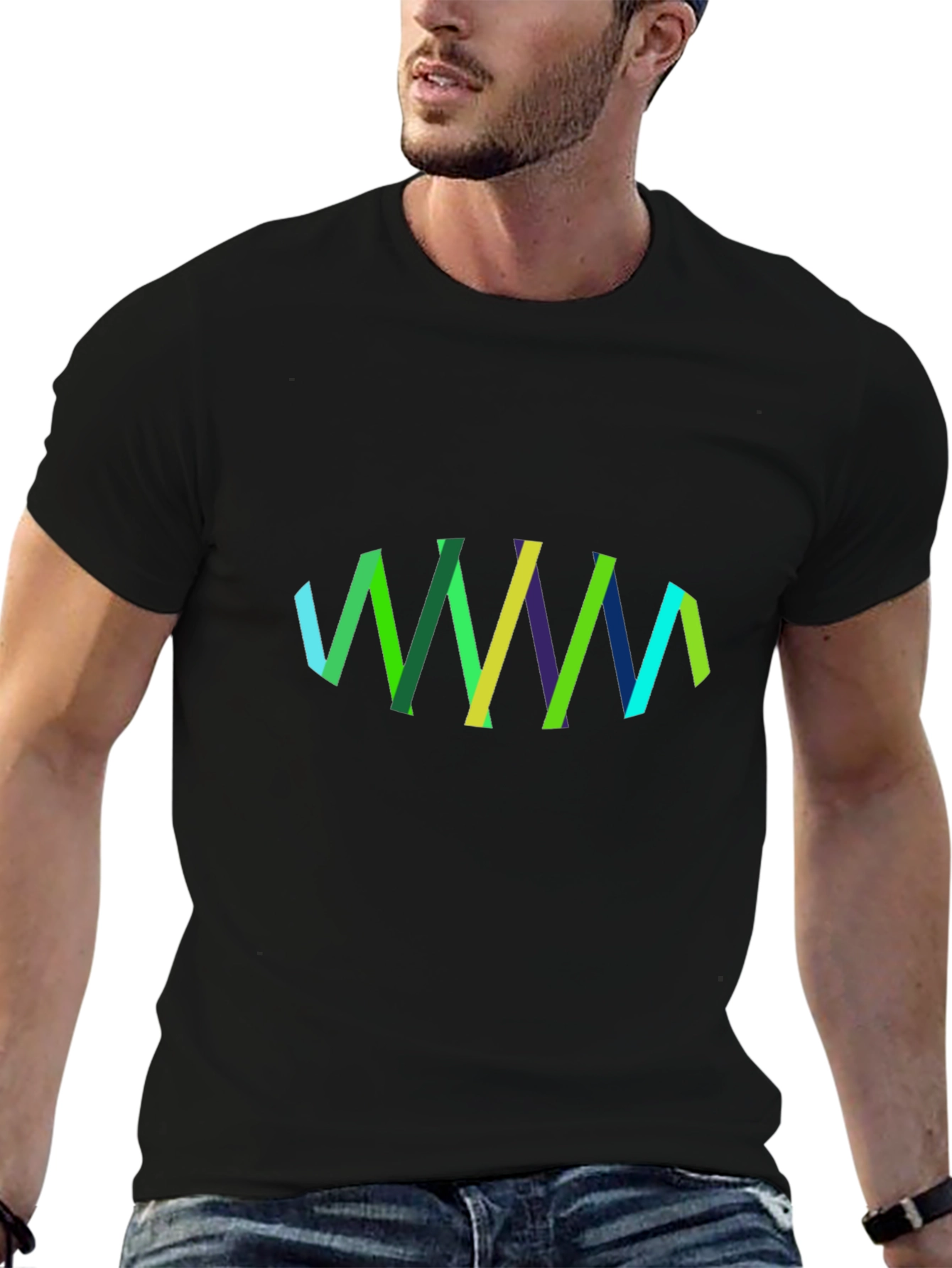 Abstract Ribbon Design Black T-Shirt