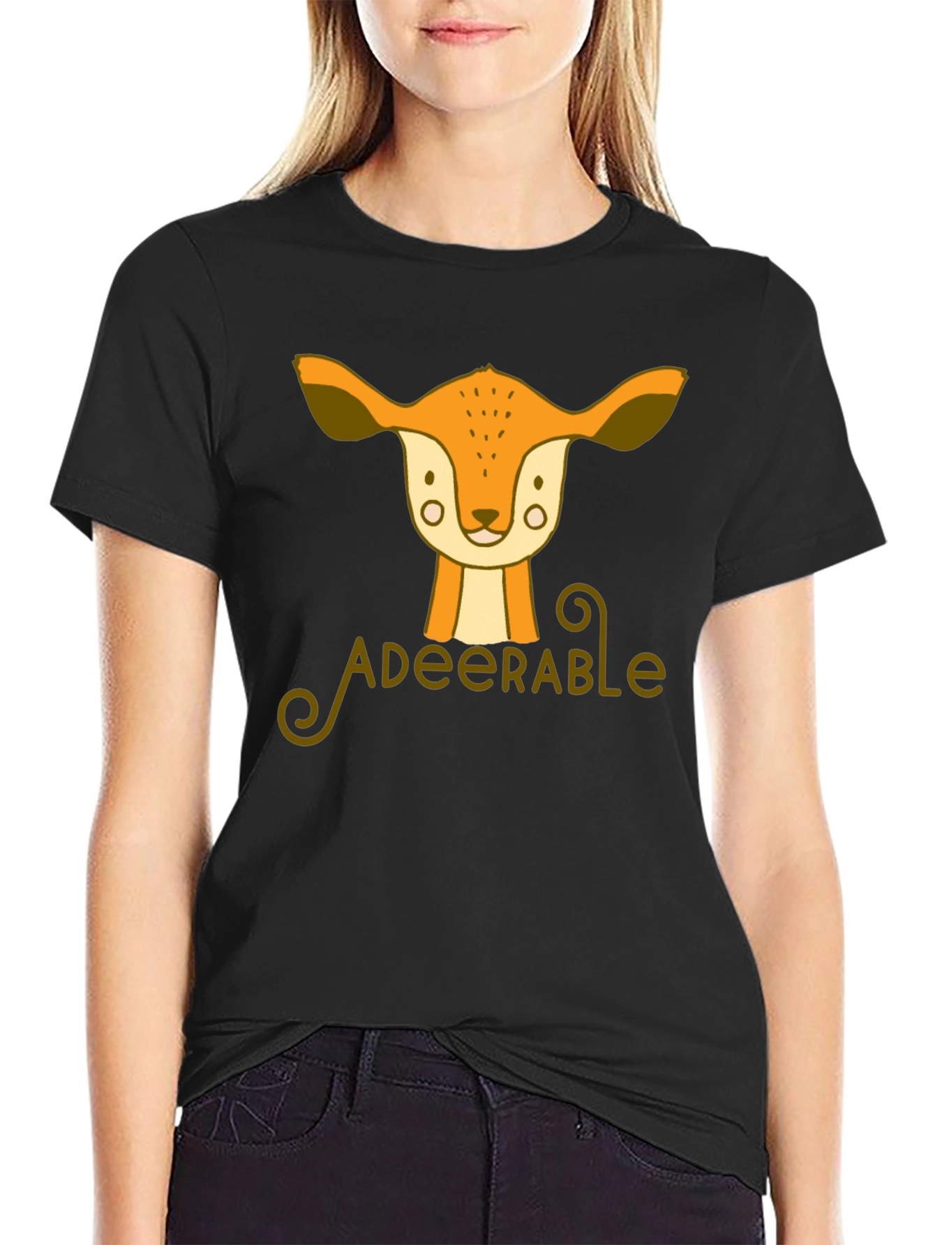 Adeerable Deer Graphic Black T-Shirt