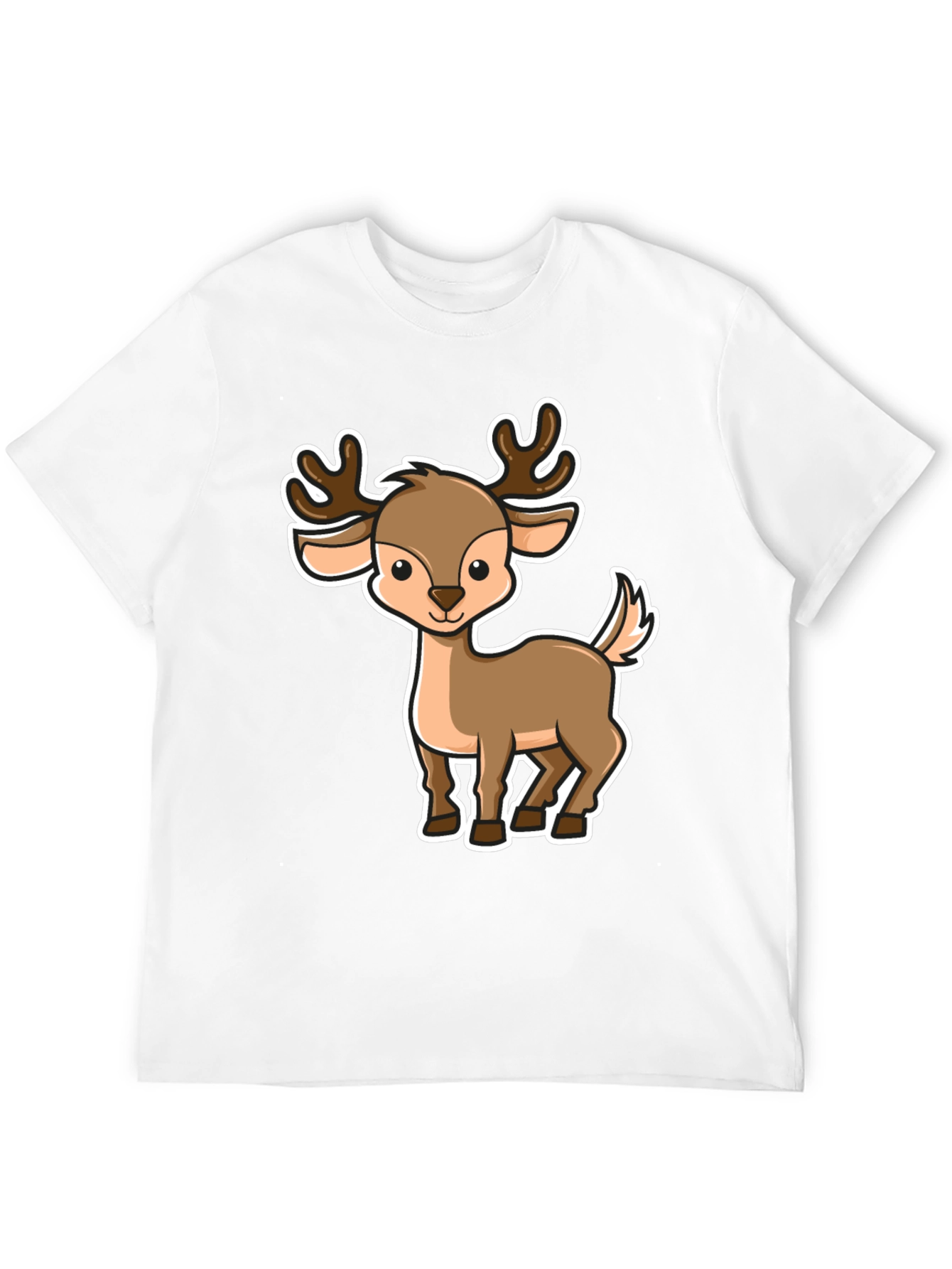 Cute Cartoon Deer Black T-Shirt