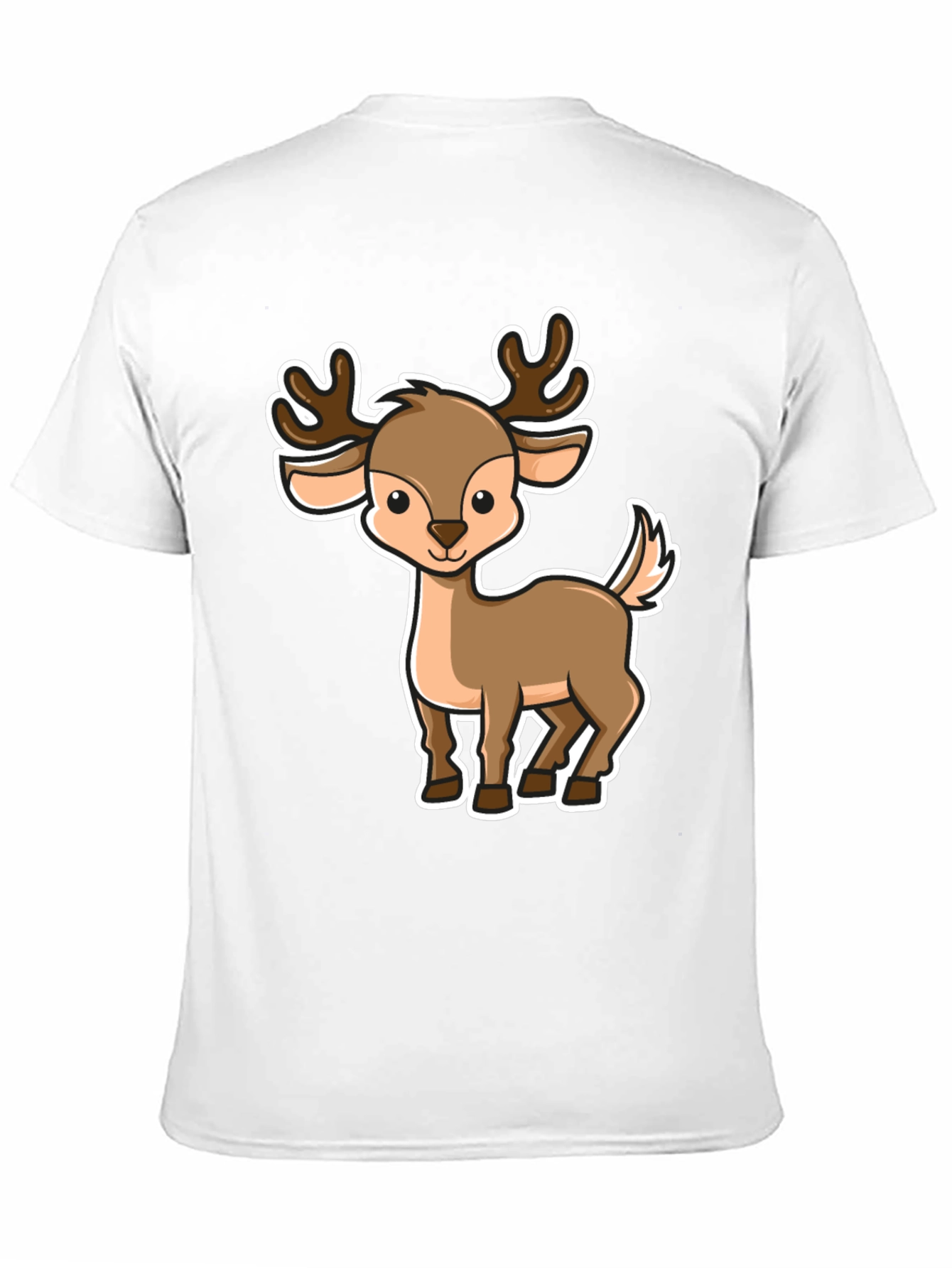 Cute Cartoon Deer Black T-Shirt