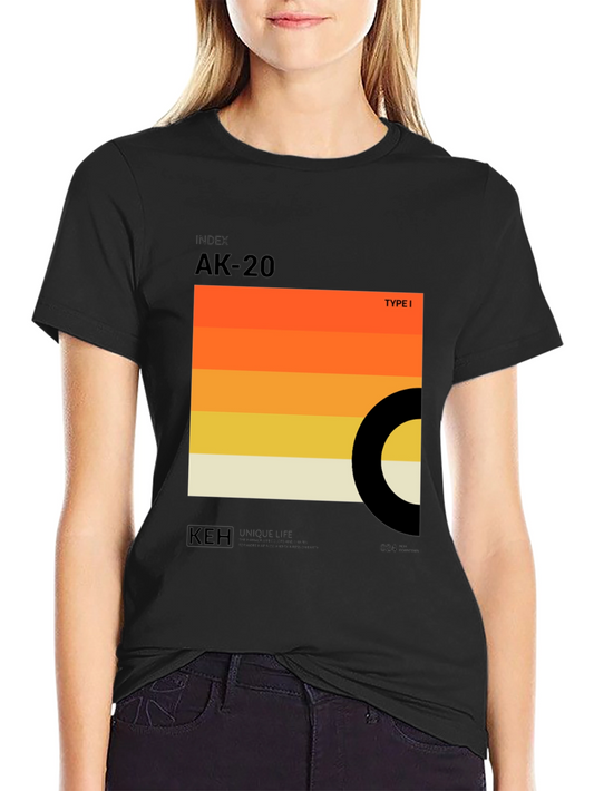 Geometric Color Block T-Shirt - AK-20 Retro Design