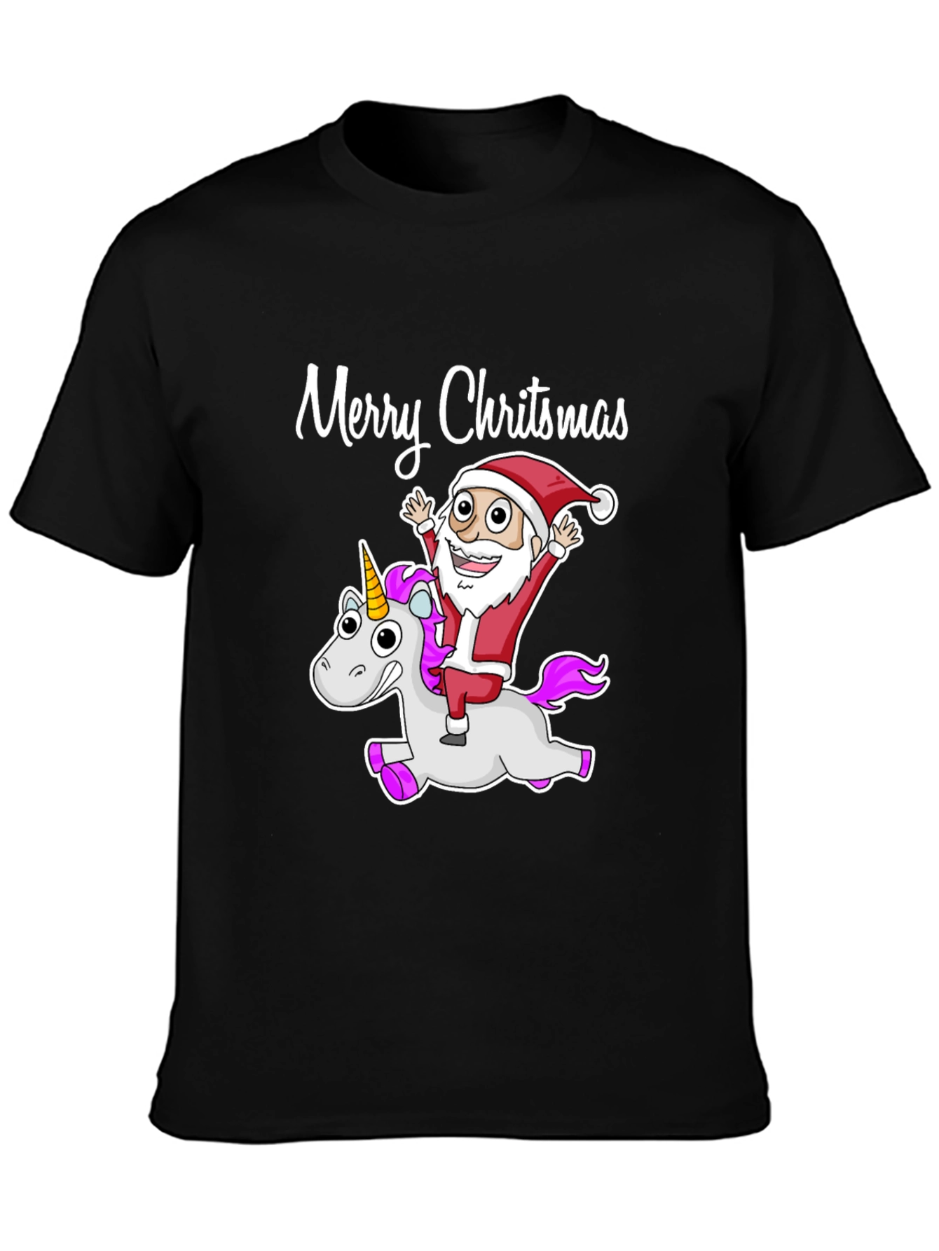 Santa Riding Unicorn Christmas T-Shirt