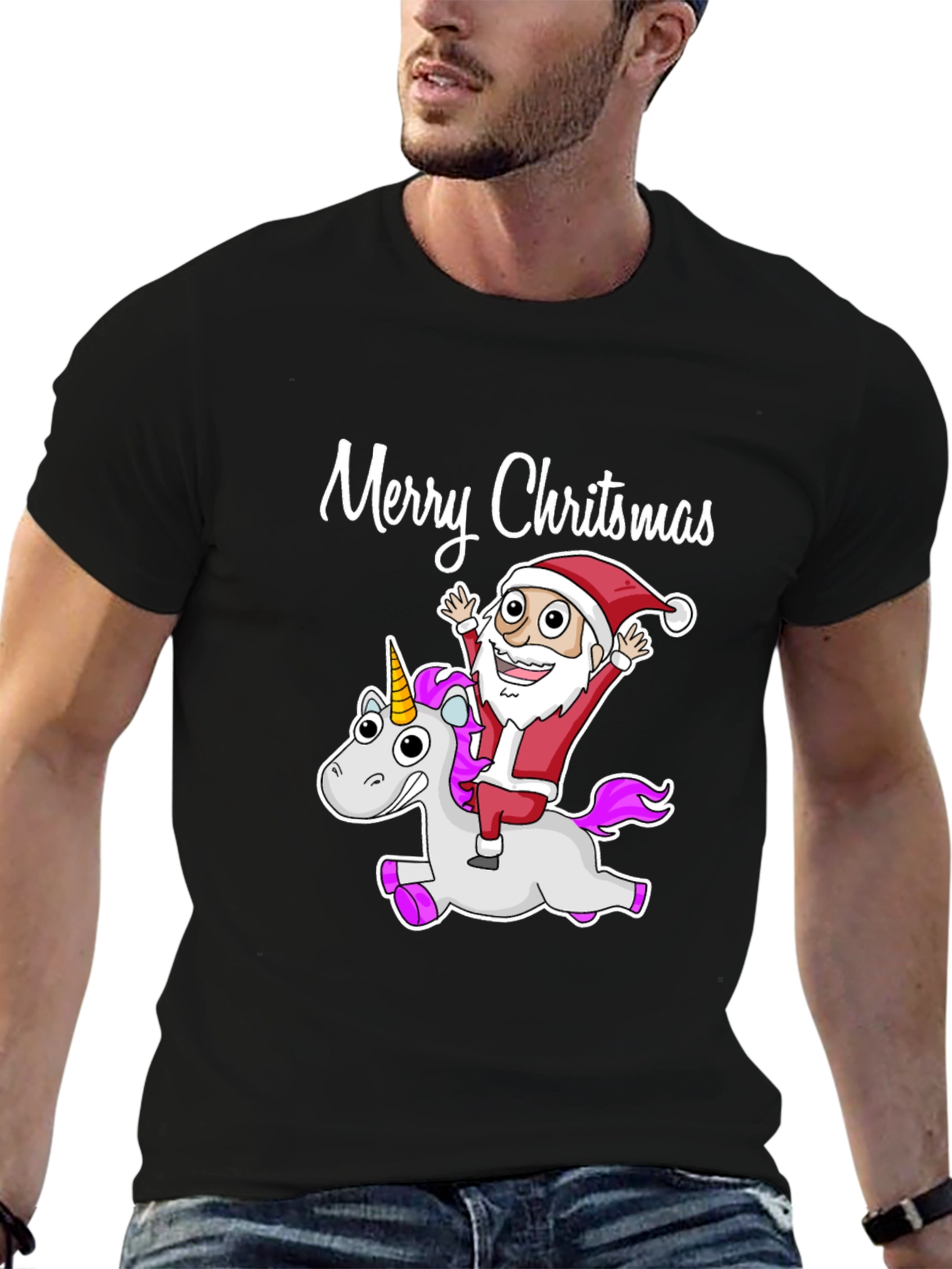 Santa Riding Unicorn Christmas T-Shirt