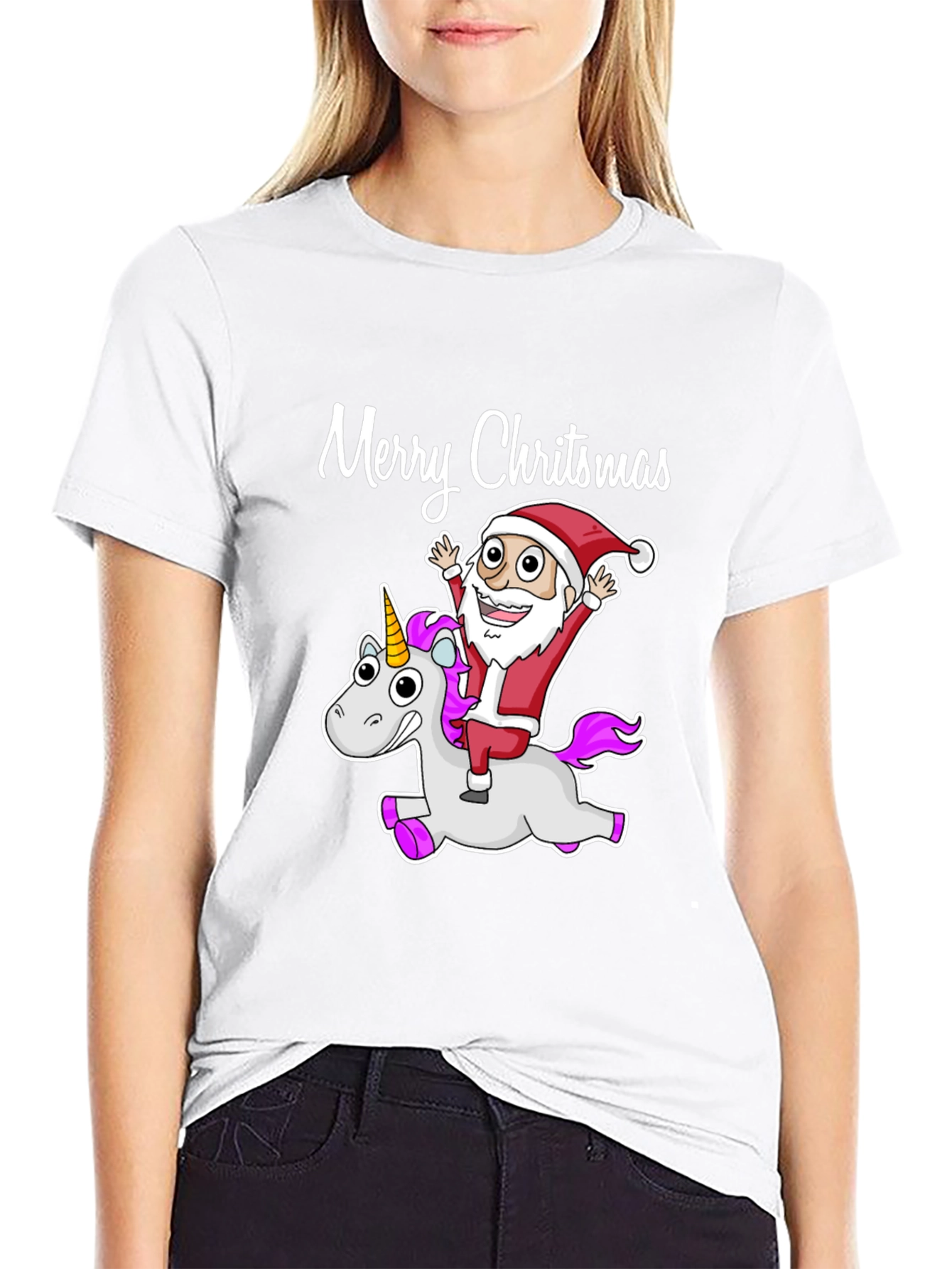 Santa Riding Unicorn Christmas T-Shirt