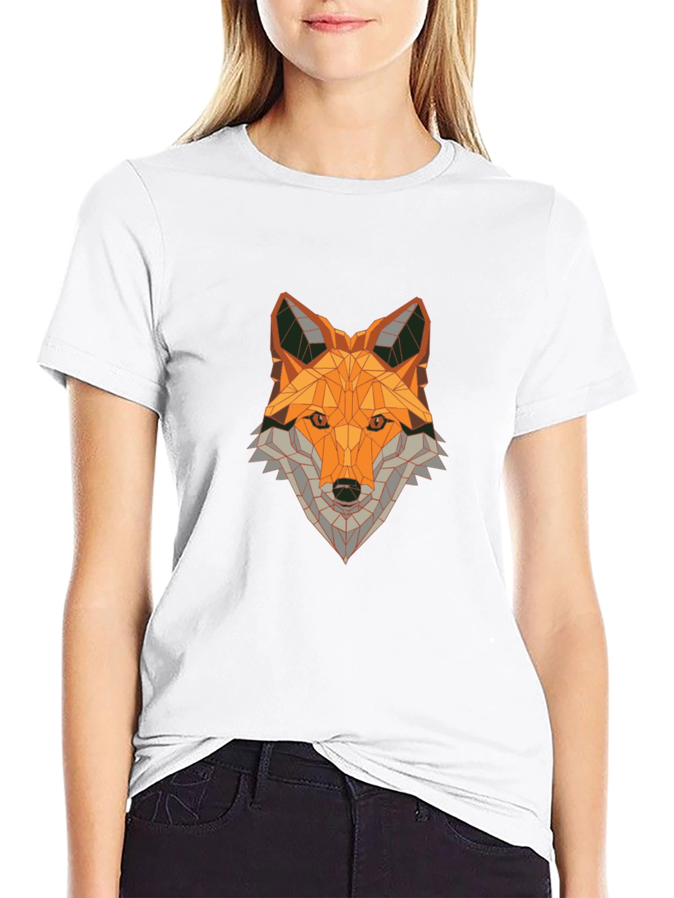 Geometric Fox Graphic Tee - Modern Art Shirt