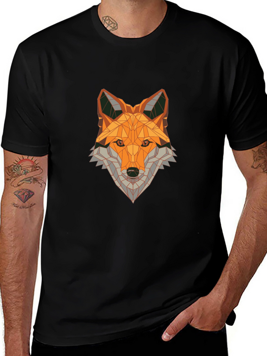 Geometric Fox Graphic Tee - Modern Art Shirt