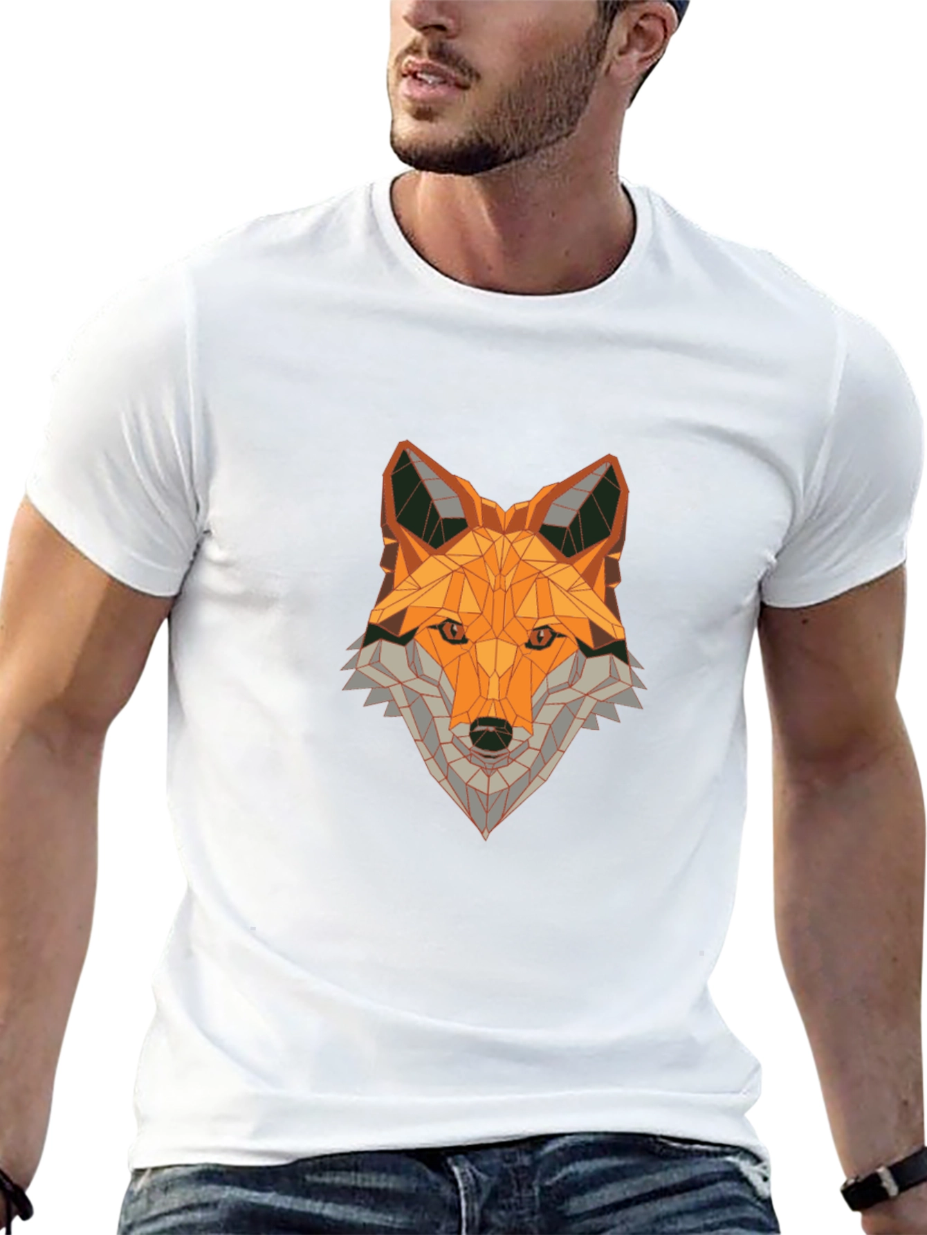 Geometric Fox Graphic Tee - Modern Art Shirt