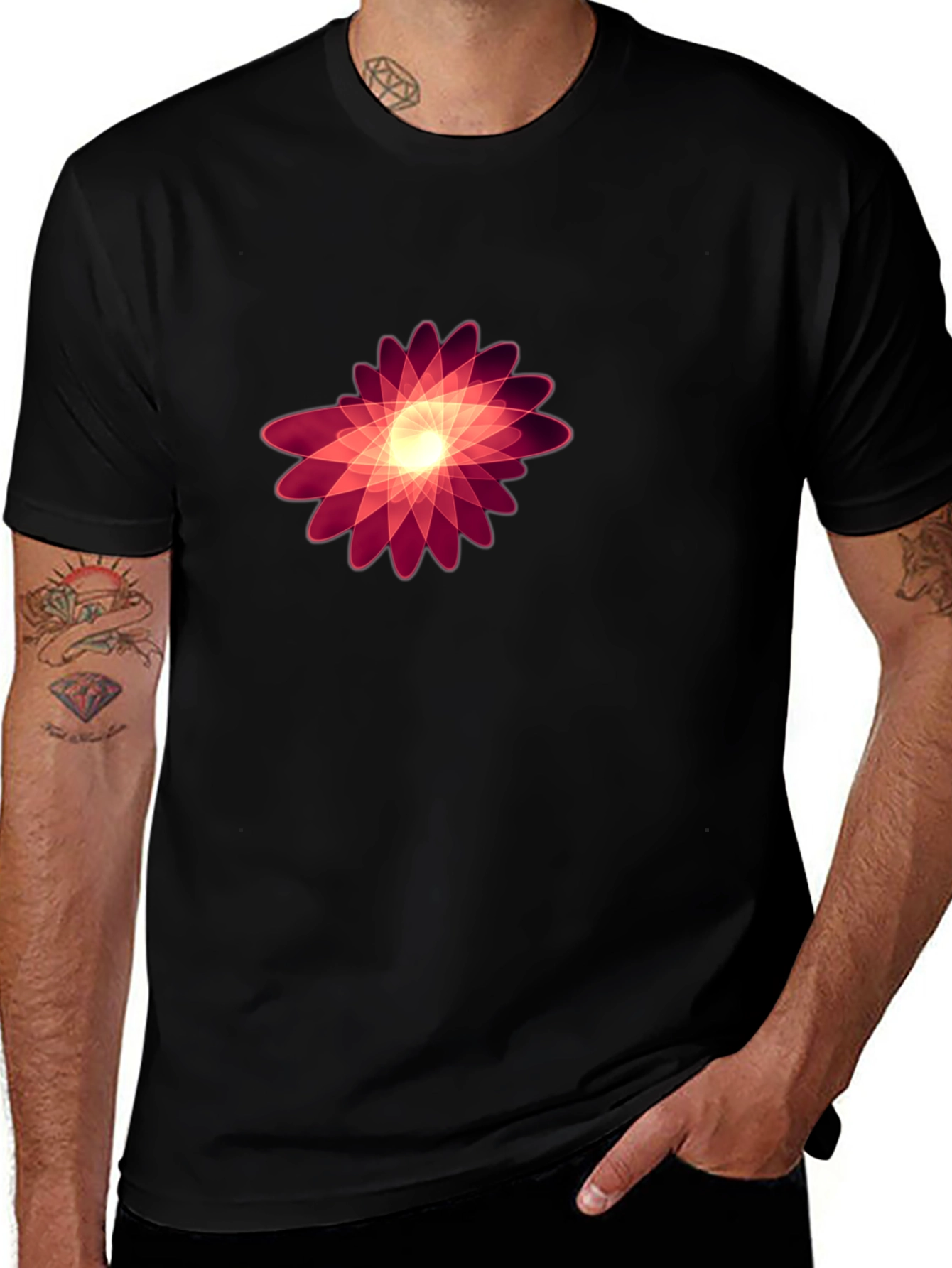 Abstract Floral Graphic Black Tee
