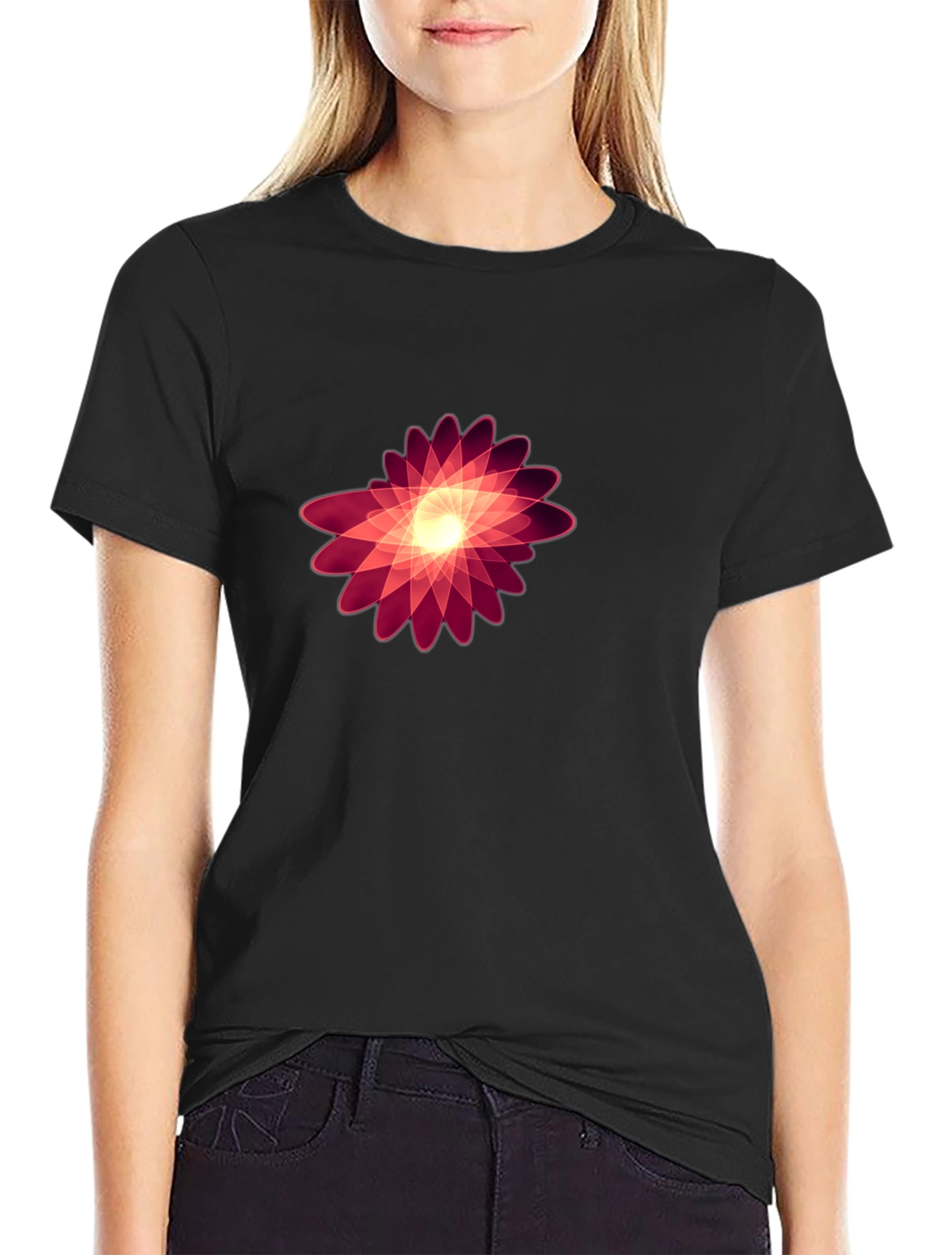 Abstract Floral Graphic Black Tee