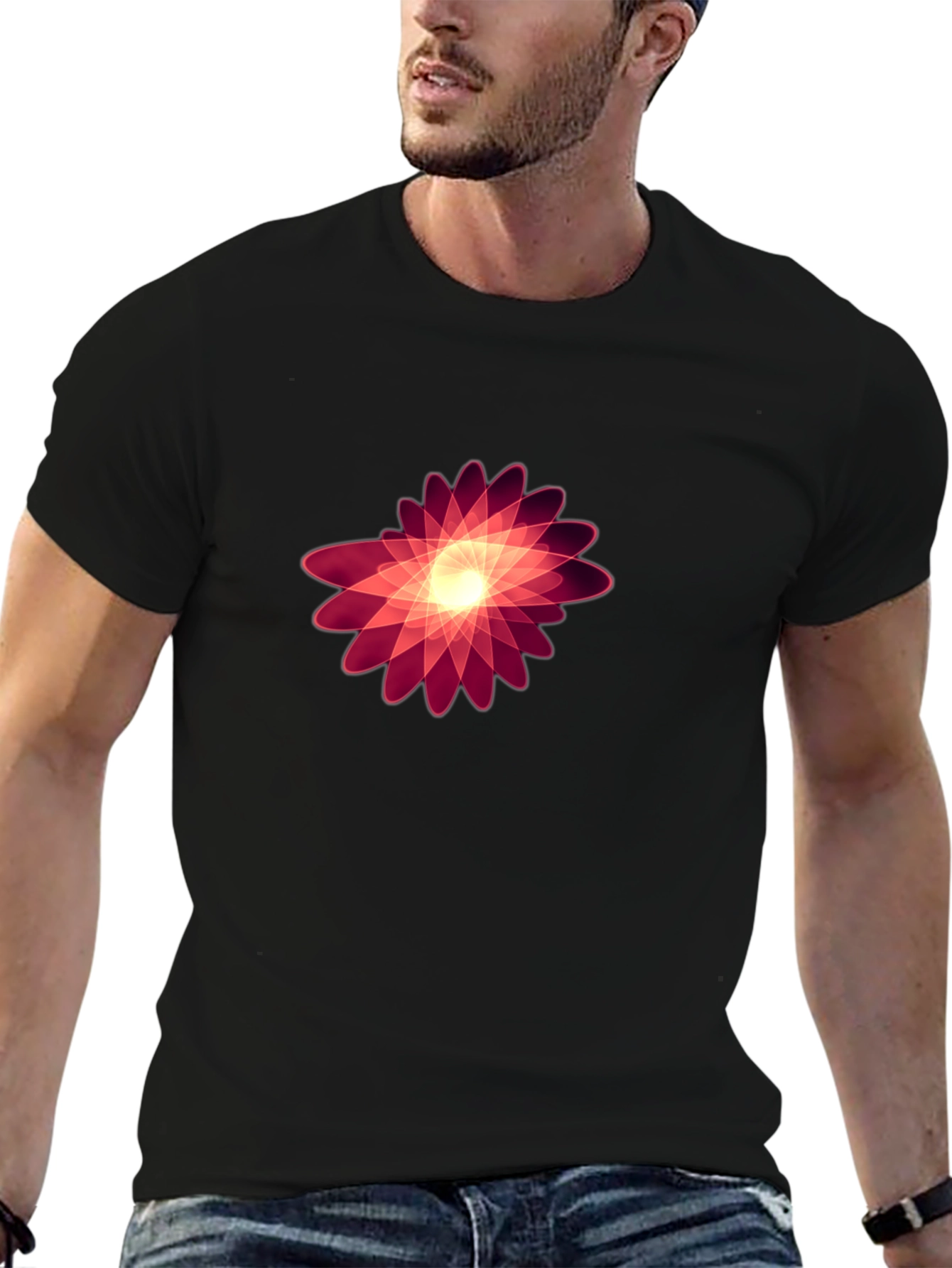 Abstract Floral Graphic Black Tee