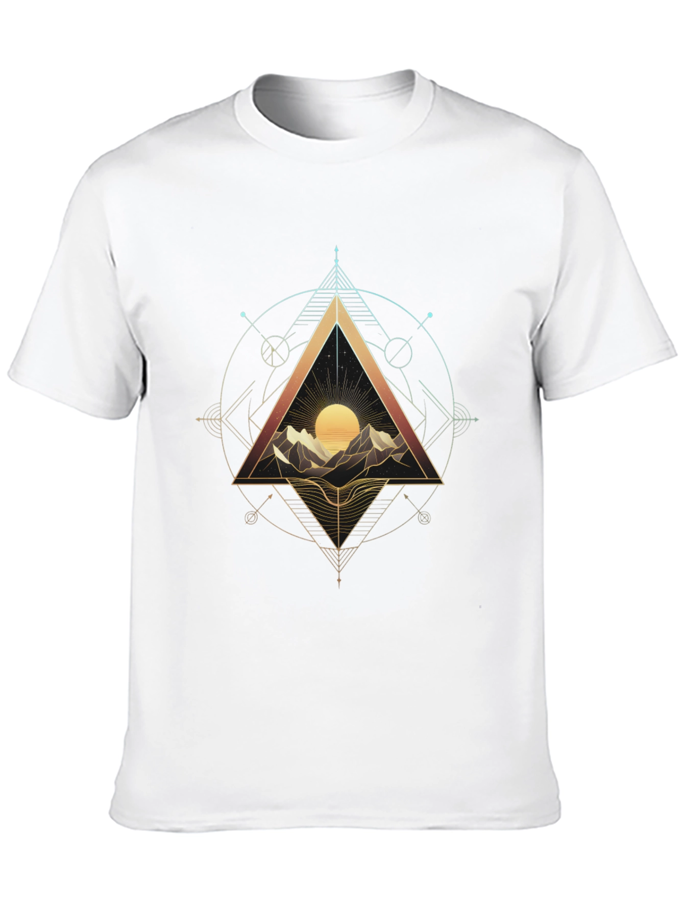 Geometric Mountain Sunset Graphic Tee